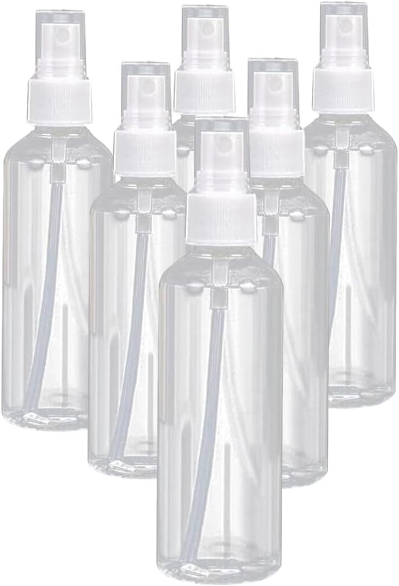 6 Pcs 100Ml Clear Transparent Plastic Mist Spray Bottle, Portable Transparent Travel Bottle, Reusable Fine Mist Spray Bottle,Atomiser Liquid Container image number 5