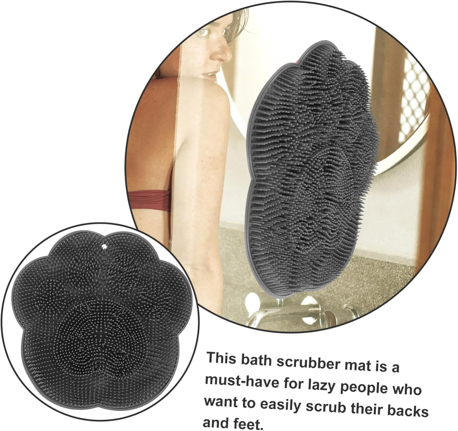 ERINGOGO Shower Foot Scrubber Mat Cups Gentle Back Massage Pad for All Skin Types Anti-Skid Bath Mat Practical and Space-Saving Design for Daily Use image number 1