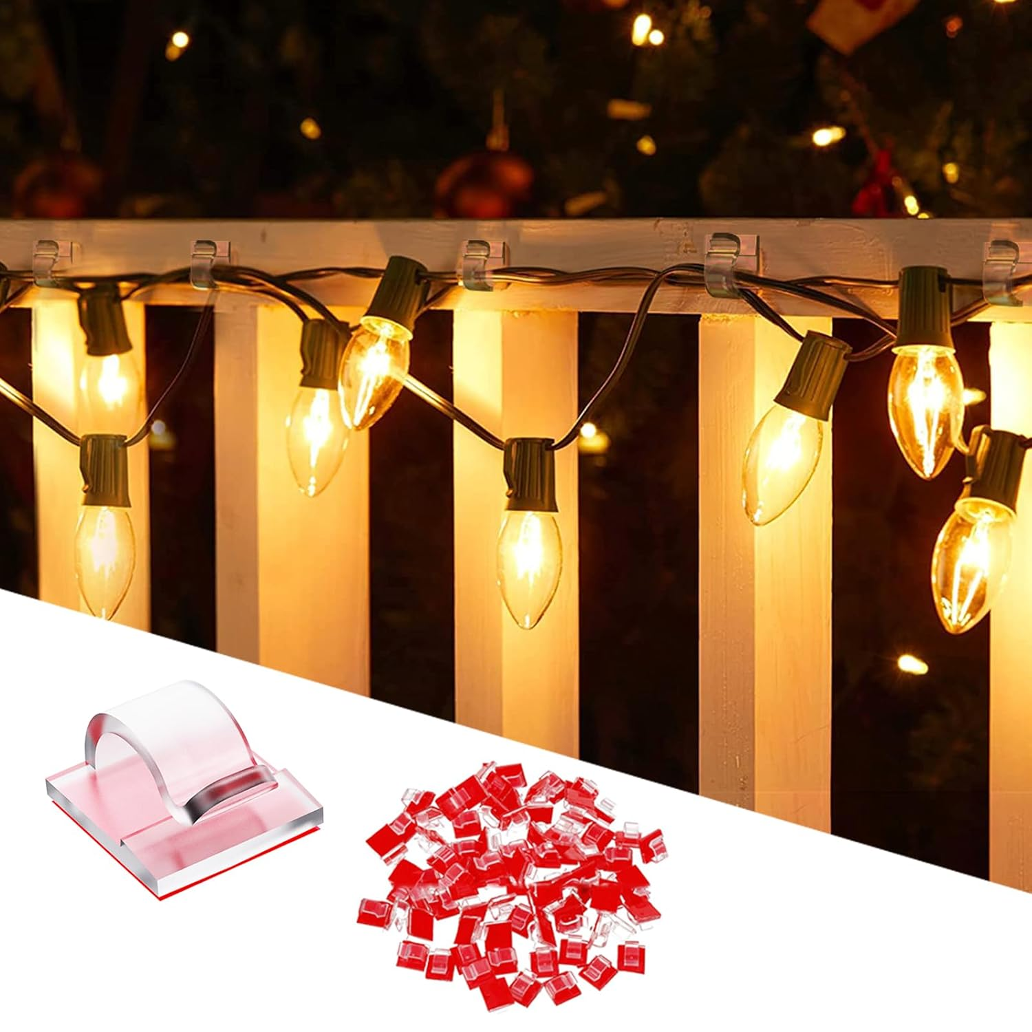 100PCS Self Adhesive Cable Management Clips for Desk, Upgraded Cord Organizer, Wire Holder for Organizing Cables in Outdoor Home and Office (Clear)