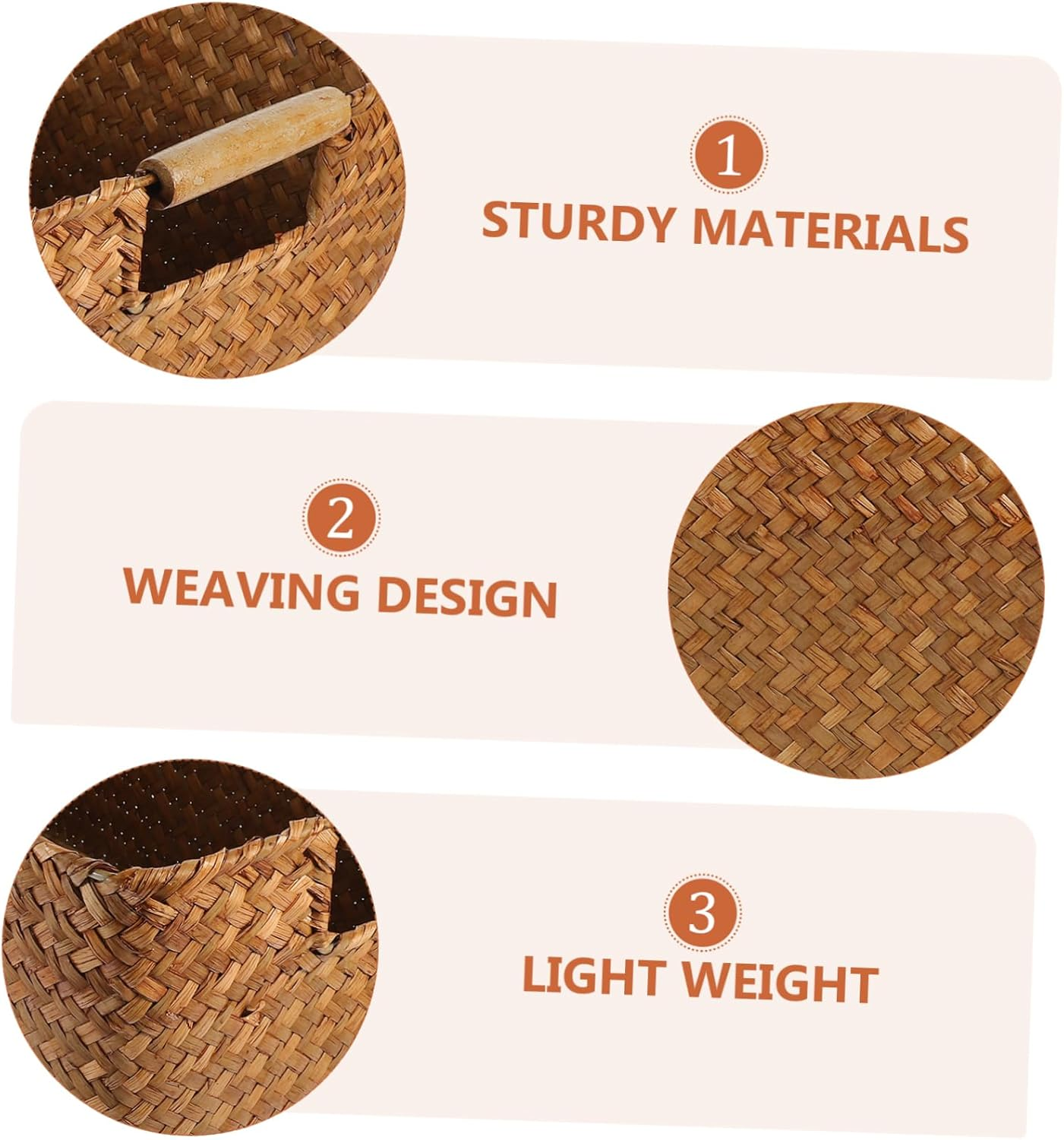 FONDOTIN Woven Storage Basket Pantry Organisation Cane Basket Rattan Organizer for Desk Household Sundries image number 3