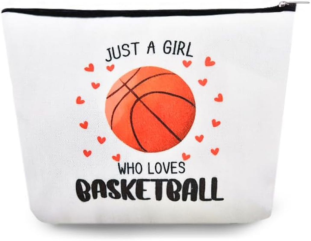 Basketball Makeup Bag Gifts Girls Basketball Lovers Christmas Birthday Gifts for Daughter Cosmetic Toiletry Bag Just a Girl Who Loves Travel Accessories Bags for Bestie Sister image number 1