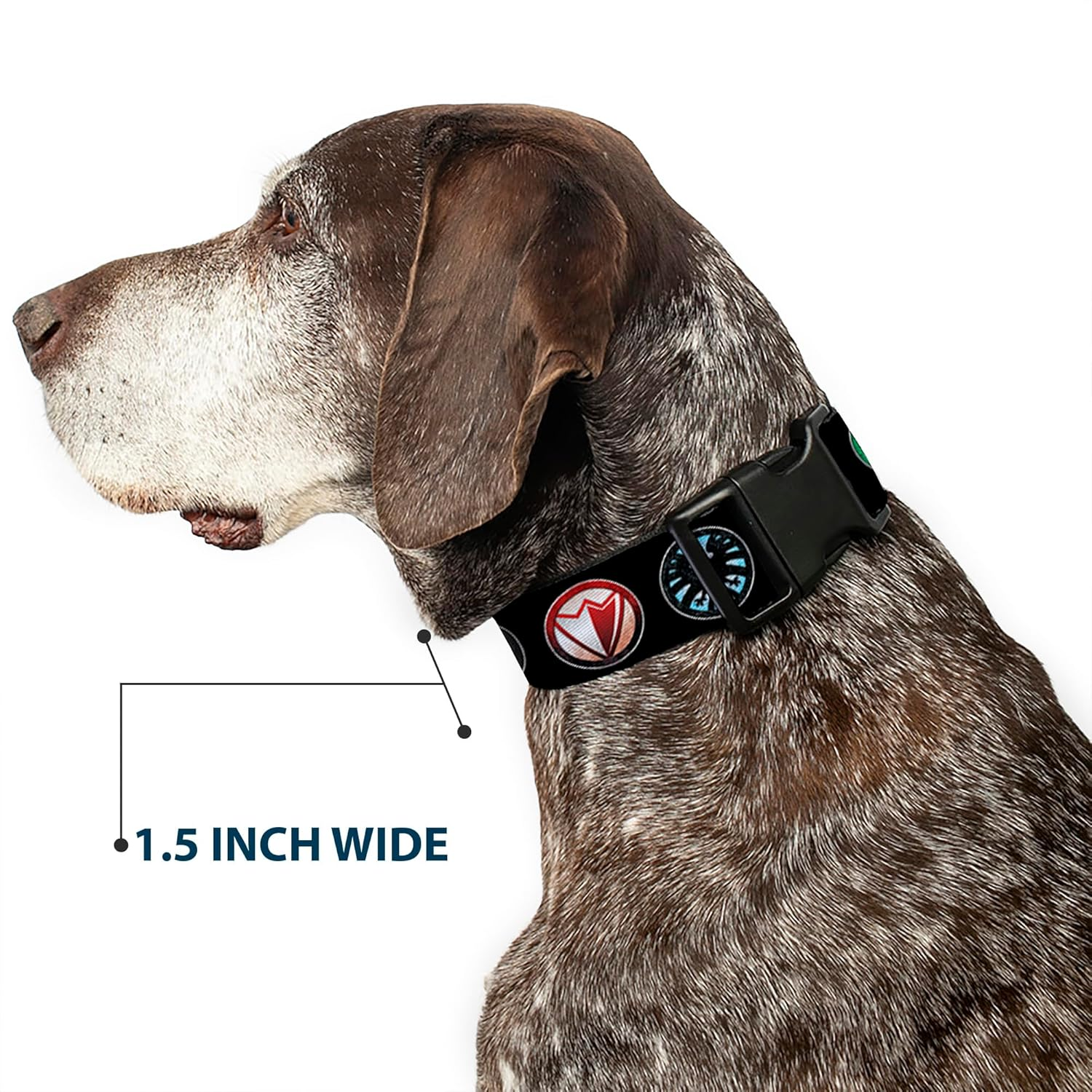 Buckle-Down Dog Collar Plastic Clip Buckle - 9-Avenger Icons Black/Multi Color - 1" X 11-17 Inches image number 5