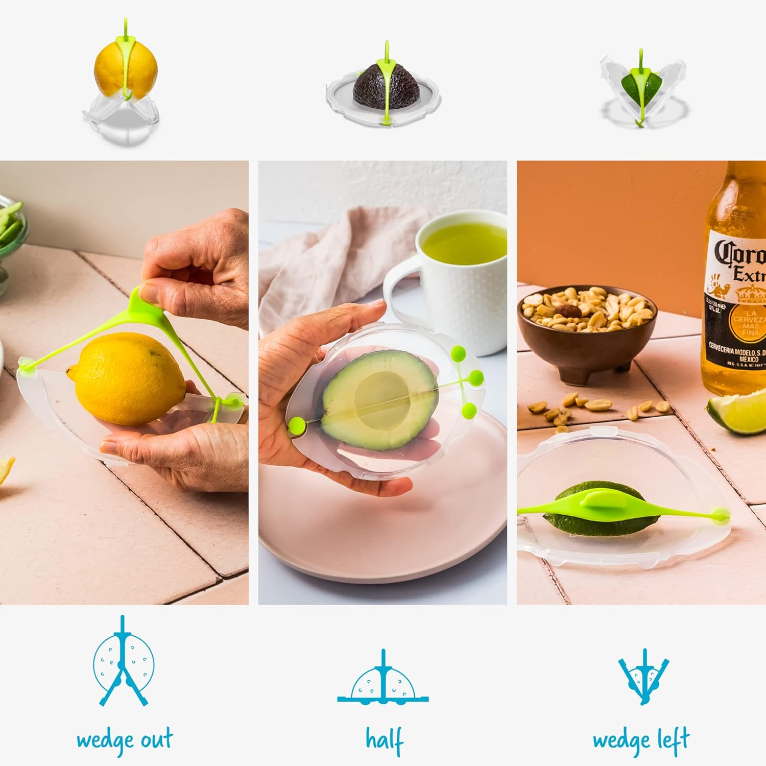 Dreamfarm Savel Flexible, Food Safe, & Adjustable Fruit & Vegetable Saver & Storage Cover - Clear/Green image number 5