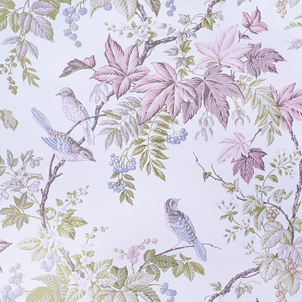Arthome Peel and Stick Wallpaper Self Adhesive Birds Floral Contact Paper 43.5X305Cm Wall Paper Removable Decorative Vinyl for Room and Furniture Decoration.