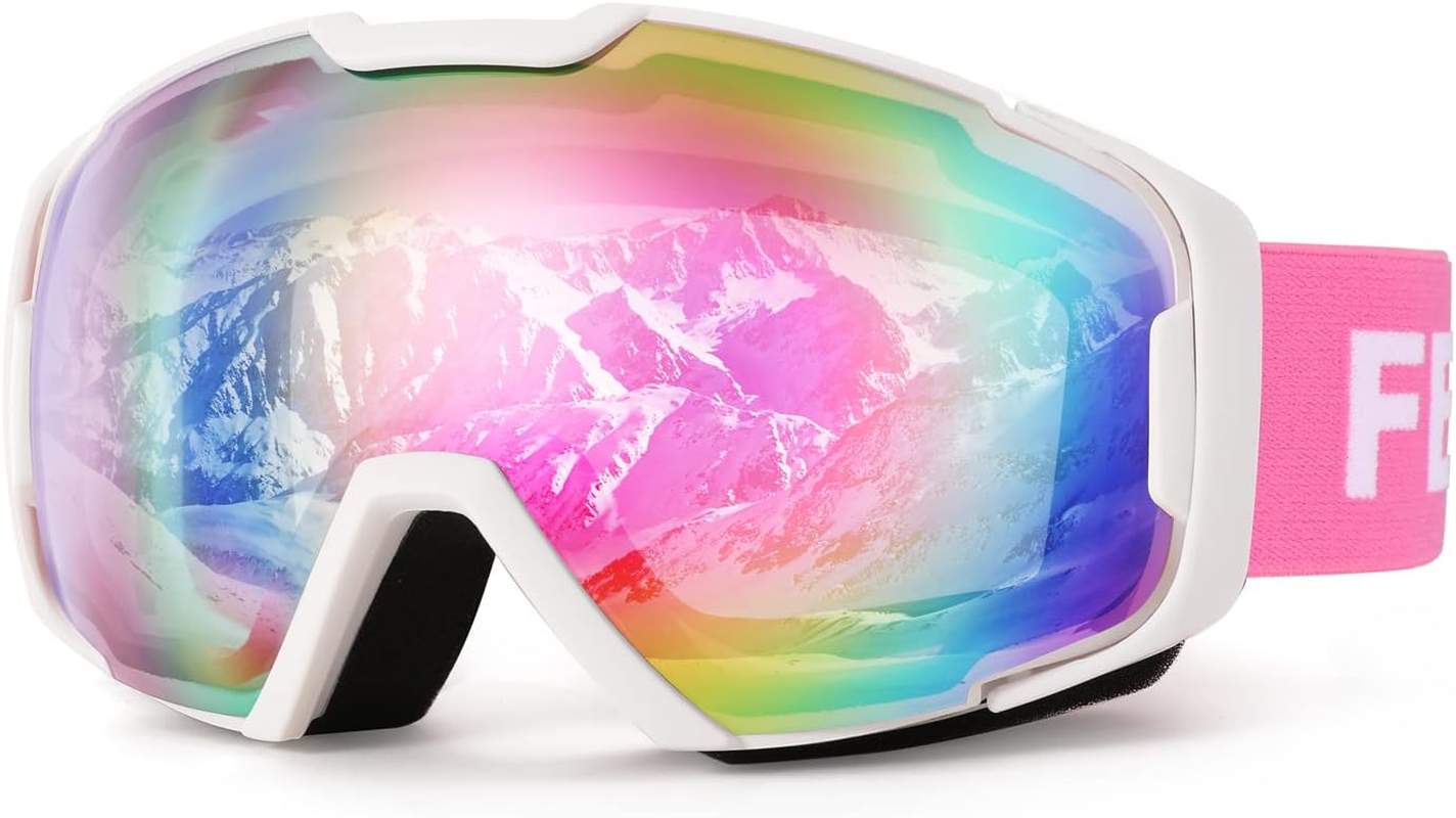 FEISEDY Ski Goggles, anti Fog UV400 Protection Snowboard Snow Goggles for Men Women Adult B2961