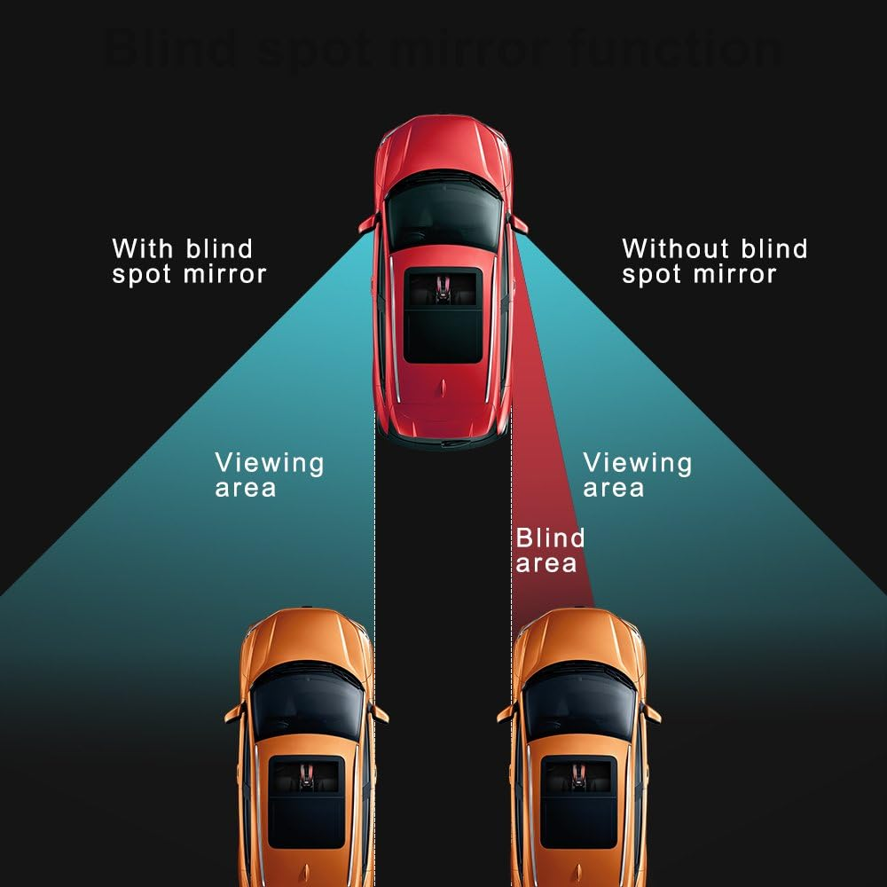 POMFW Blind Spot Mirror, 2 Inch Rearview Convex Side Mirrors for Cars SUV Truck Van Stick on 3M Adhesive, Rear View HD Glass Frameless Sway Rotate Adjustable Wide Angle 2PCS (Sector) image number 5