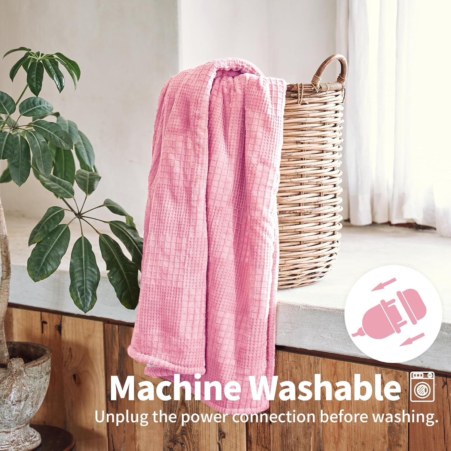 Heated Blanket Electric Blanket 150X200Cm- Electric Throw with 6 Heat Settings&2-10 Hours Auto off Heating Blanket,Saa Certified,Machine Washable (Rose) image number 3