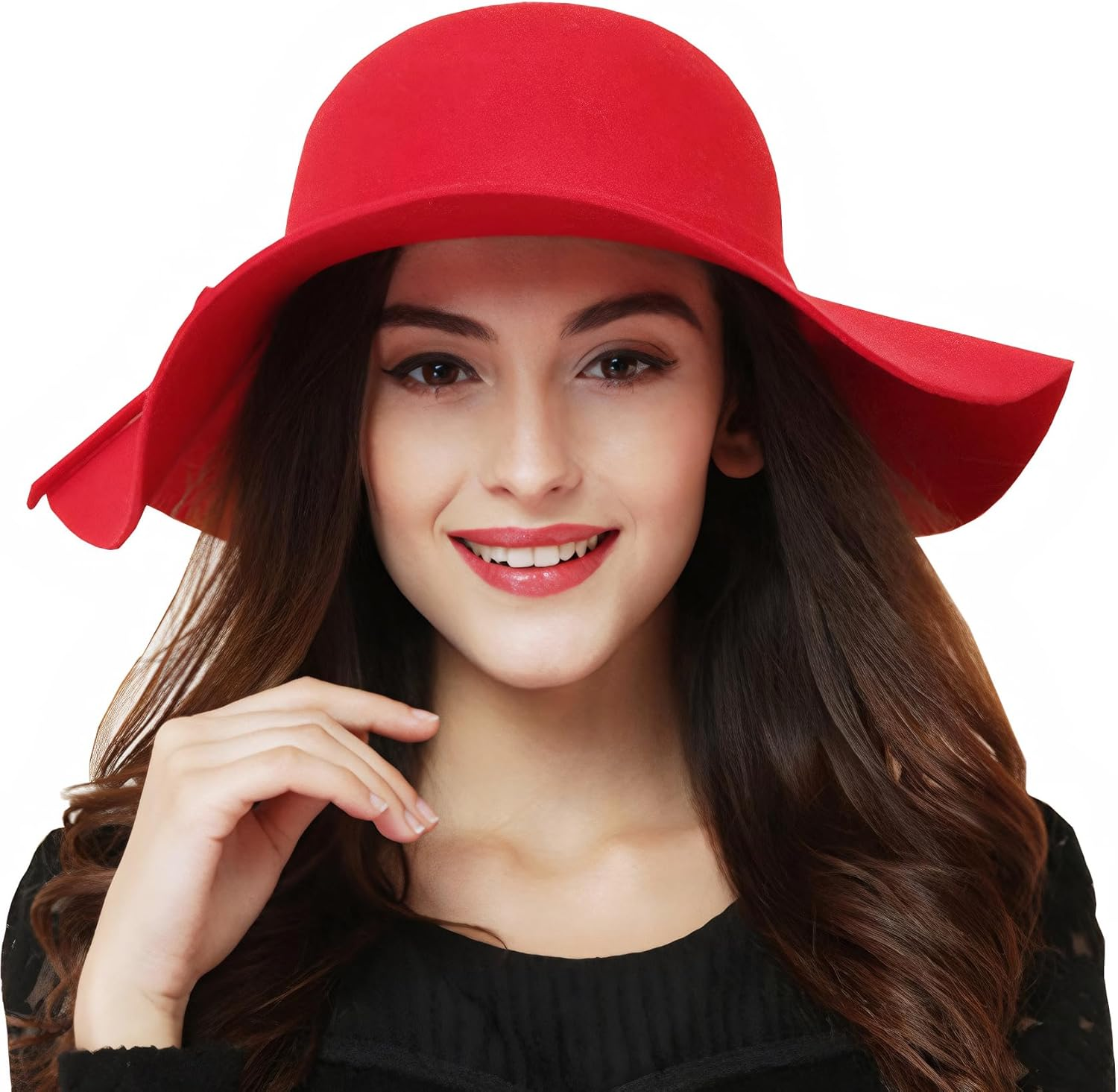 ASSQI Women'S 100% Wool Foldable Wide Brim Retro Fedora Floppy Felt Bowler Hat