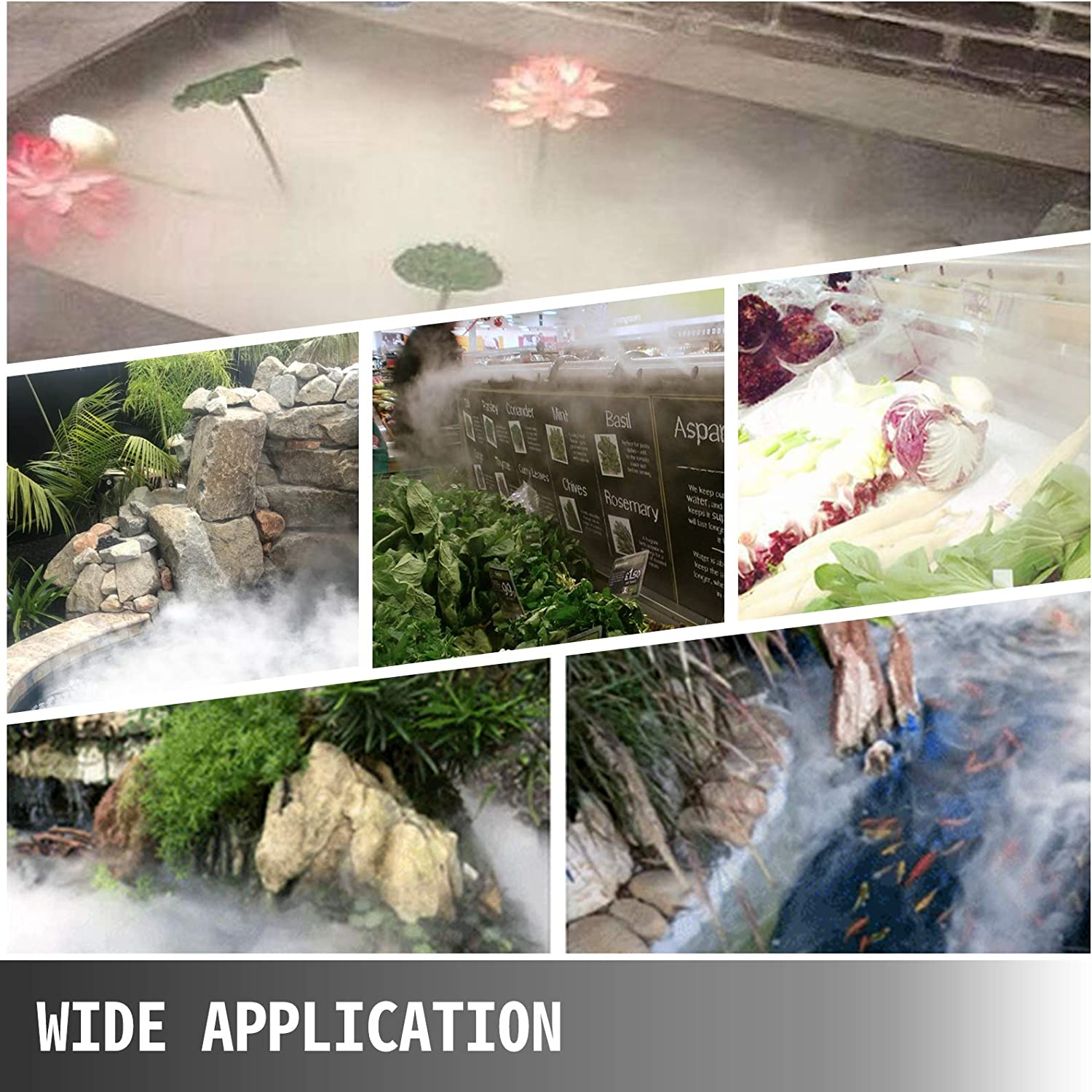 VEVOR Mist Maker 10 Head Ultrasonic Mist Fogger with Waterproof Power Supply Ultrasonic Fogger Humidifier Stainless Steel Pond Mister Fogger 5Kg/H Ultrasonic Mist Humidifier for Gardening Pond image number 2