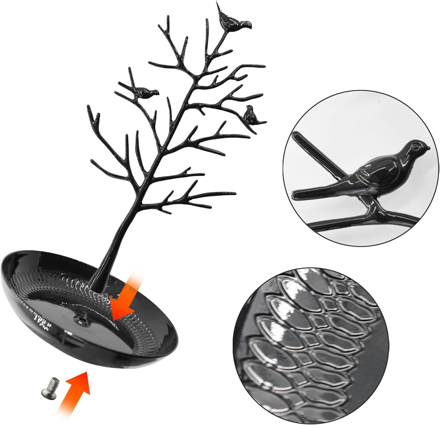 Mrmrkura Jewelry Tree Earring Necklaces Holder, Tree Tower Organizer for Women Girl Jewelry Rack Stand Display for Earrings, Necklaces, Rings (Black) image number 2