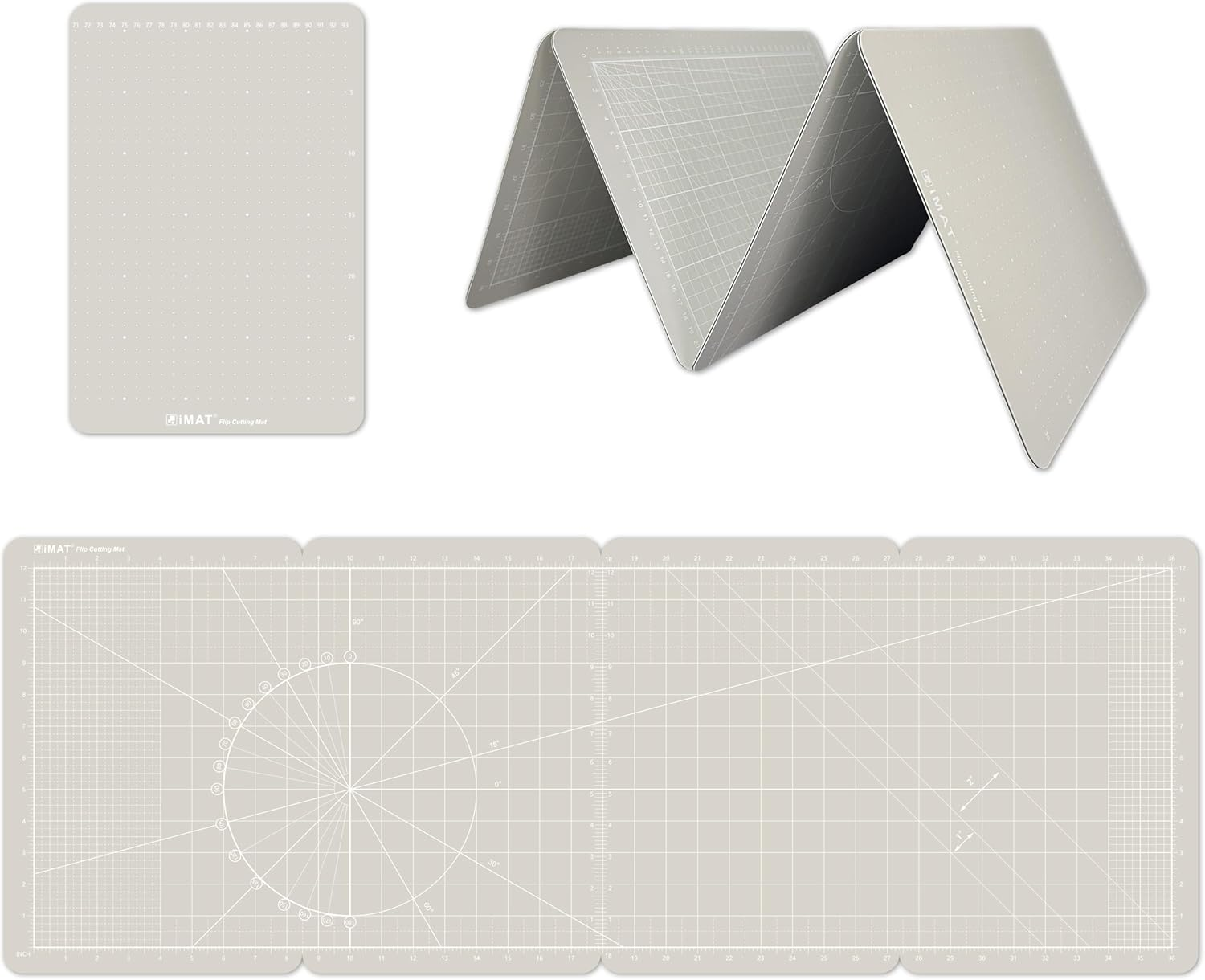 Imat Flip Cutting Mat M Type &ndash; Foldable to A4-Like Size (24&times;35 Cm), Expands to 96&times;35 Cm, Double-Sided (Inches/Cm Scale), Ideal for Craft Projects (Rose Pink)