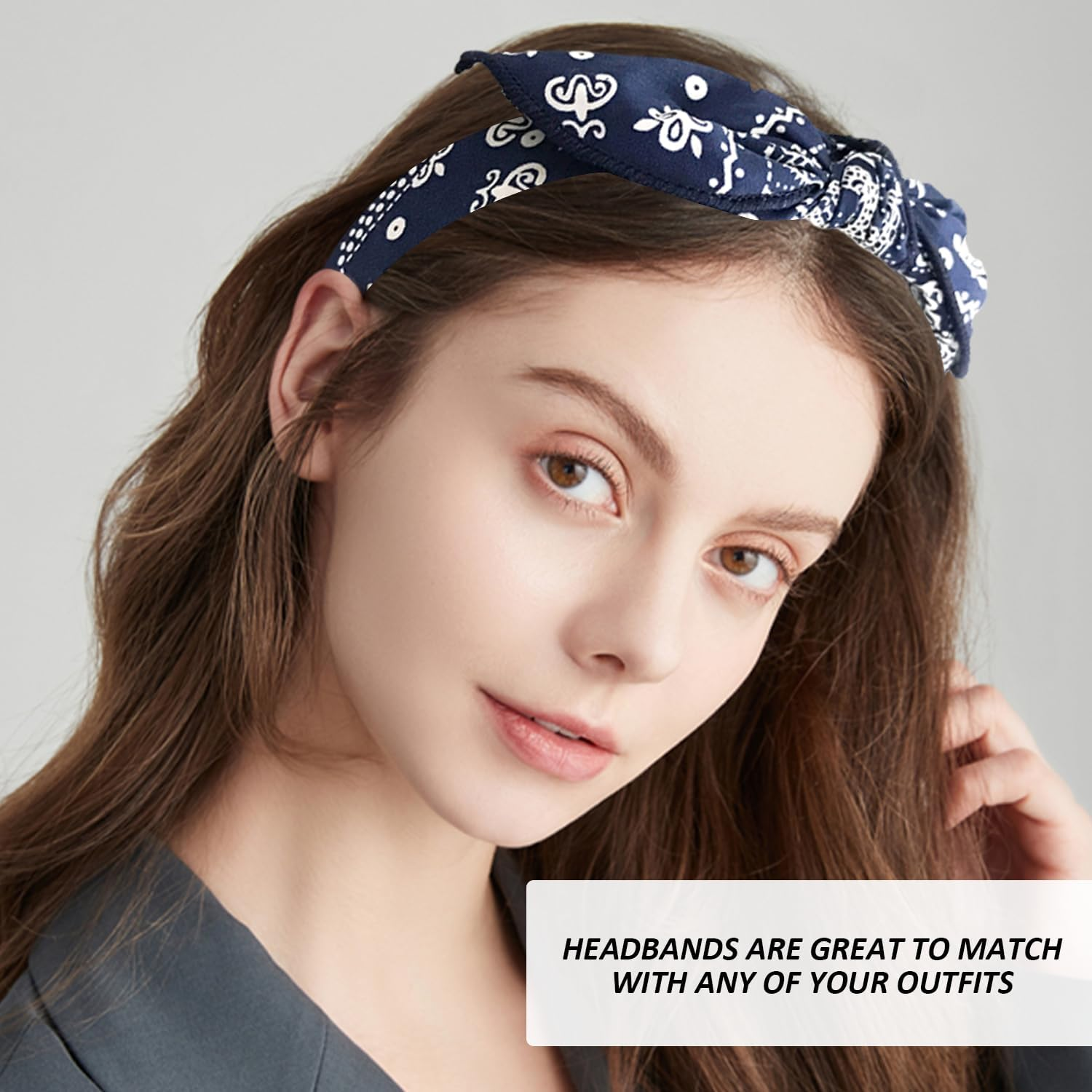 NYGGTYK 4 Pieces Knotted Headbands, White, Red, Navy, Black, Wide Headband, Bow Headband, Women'S Skirt Accessories, Headscarf Bow image number 5