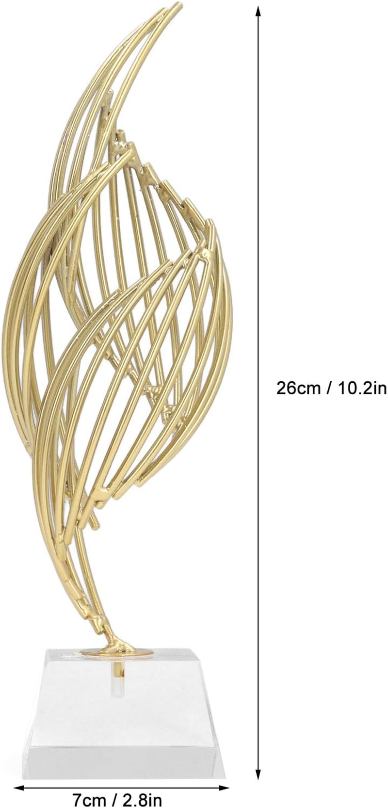 Metal Abstract Art Sculpture Iron Abstract Decorative Statue Modern Luxury Home Decor with Glass Base for Desk Shelf Living Room Office (Crystal White) image number 4