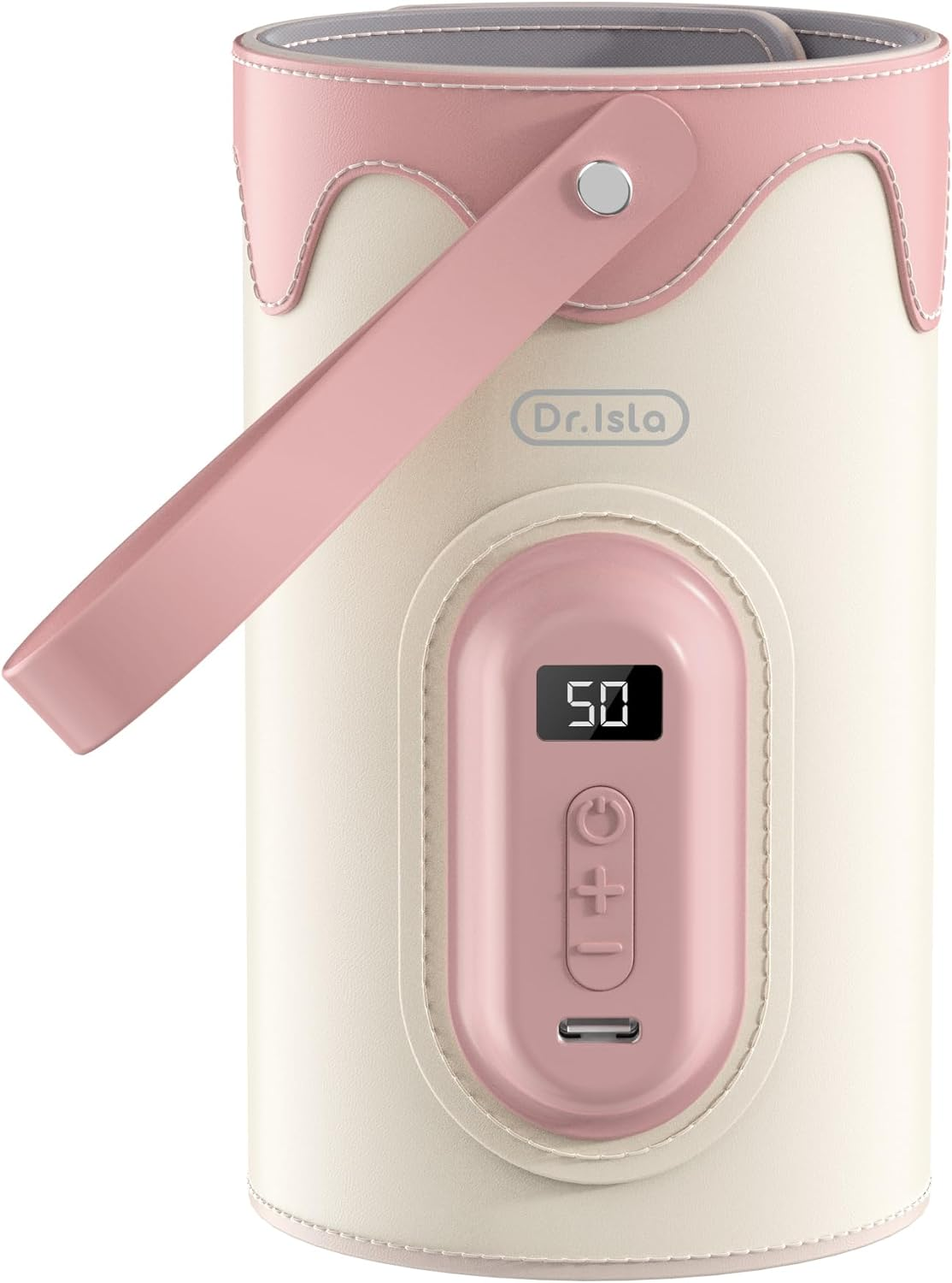 Portable Baby Bottle Warmer, USB Baby Bottle Warmer with ABS Digital Display and 25 Gear Adjustable, Fast and Accurate Milk Heating Keeper for Car, Travel, Indoor (Pink) image number 4