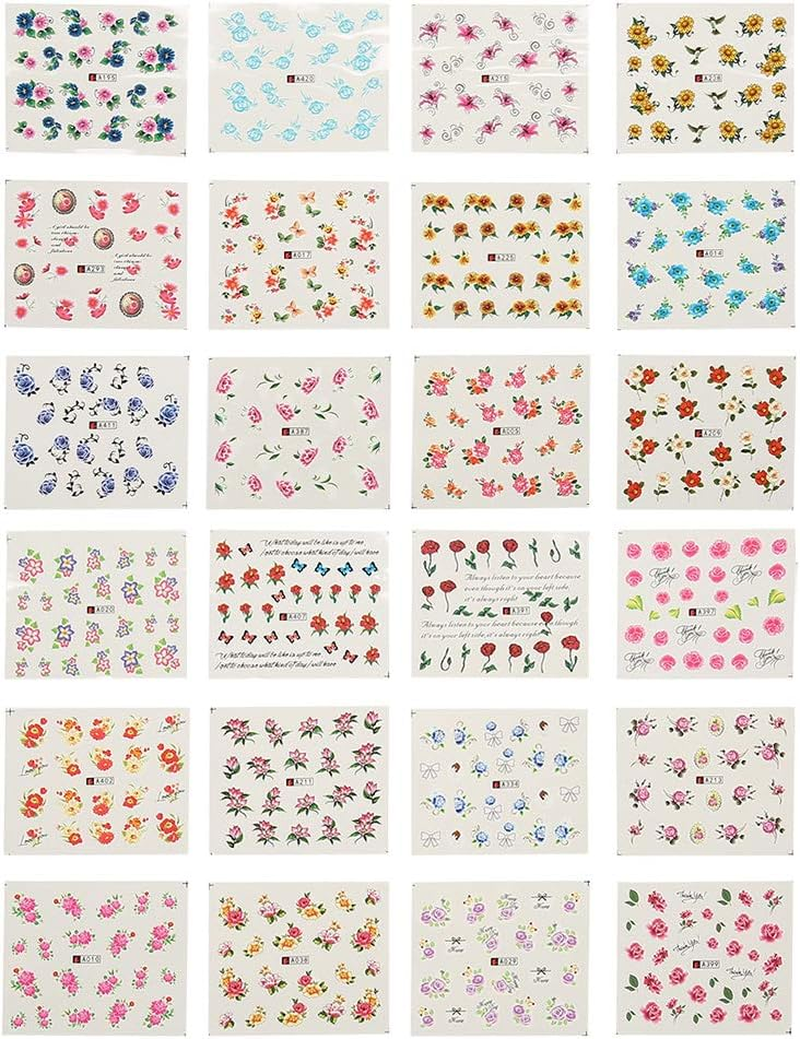 Mingzhe Nail Art Water Transfer Sticker 50 Sheets Mixed Flower Cartoon Decals for DIY Nail Design Festival Decoration (BLE Series) image number 3