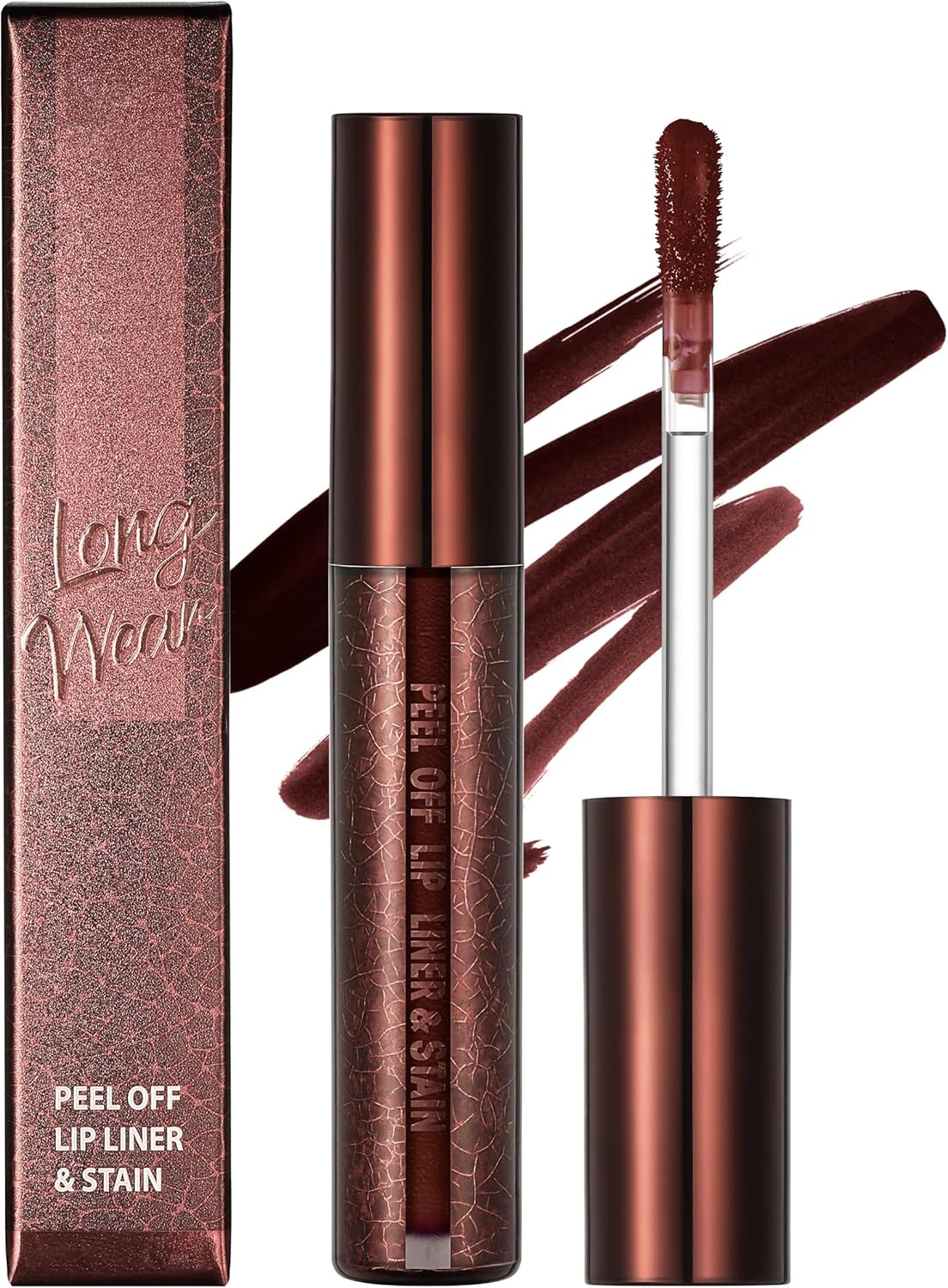 Erinde Lip Stain Peel off Set, Waterproof and Durable Lip Liner Tattoo, Non-Stick Cup Lip Tint Matte Finish, Natural Lip Liner, Highly Pigmented, Transfer Resistant, with Small Tweezers #05 image number 3