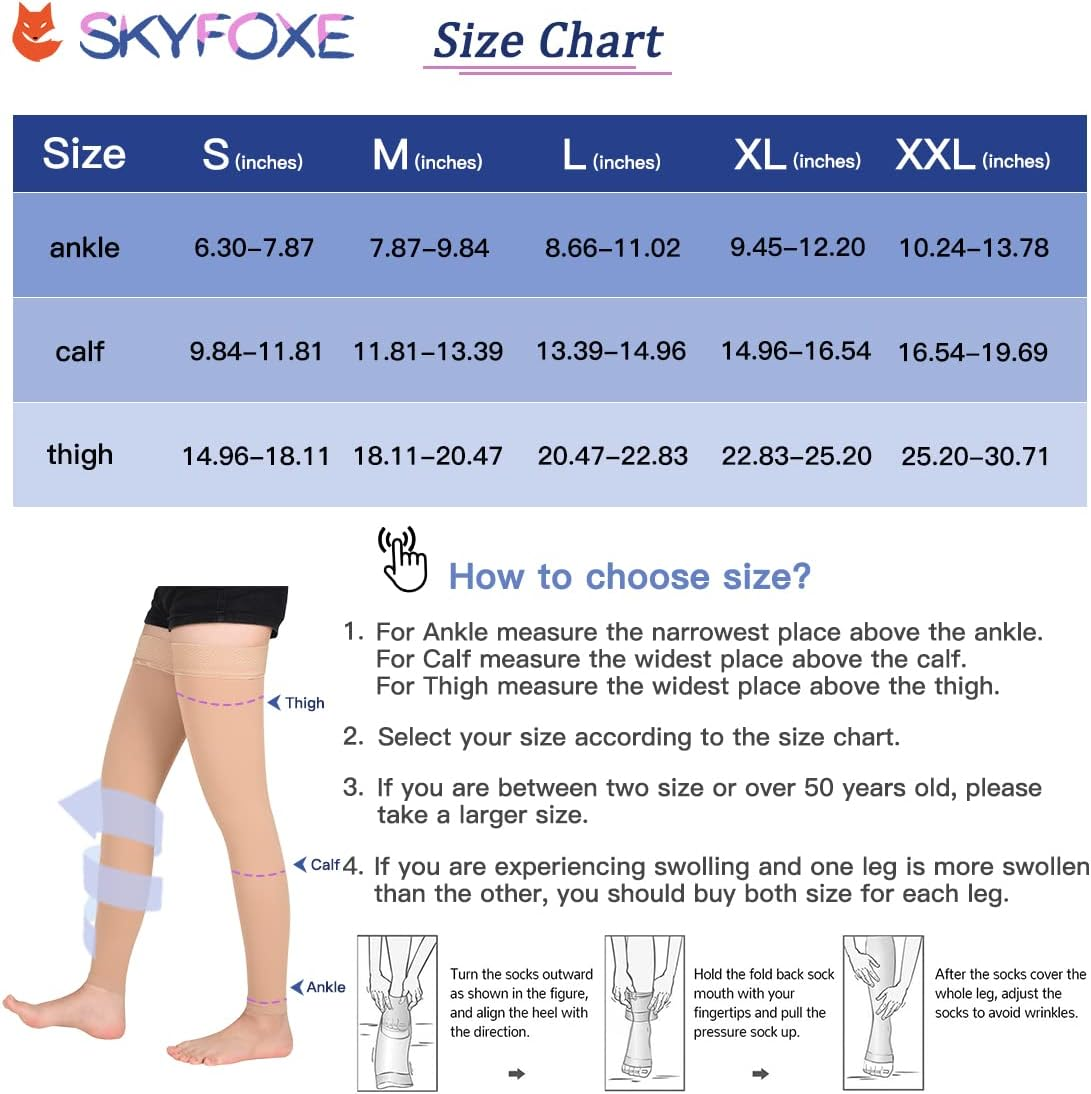 Medical Thigh High Compression Stockings Socks 15-20 Mmhg for Women & Men Firm Suppport Circulation with Silicone Dot Band image number 7