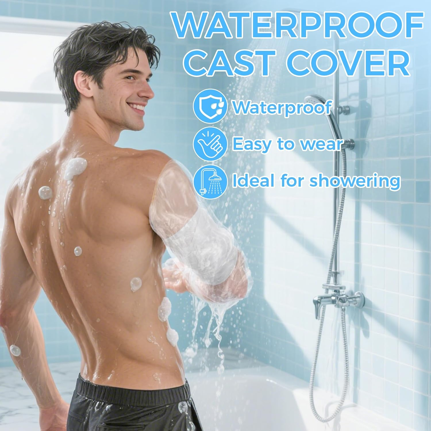 30PCS RAINFLOW Plastic Arm Cast Covers for Shower Adult Waterproof Arm Sleeve - Disposable Long Cast Bandage Protector Cover for Broken Wound on Elbow Wrist Finge(32.7 Inch) image number 1