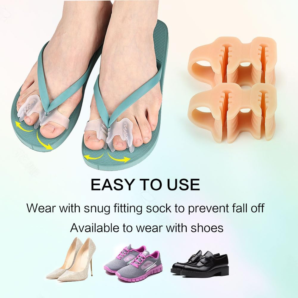 Toe Spacers Double Hole Duckbill Separators，Toe Straighteners，Toe Separators Hallux Valgus Overlapping Toe Hammer Toe Separator，Bunion Corrector for Women，Slippers Sandals Flip Flops 10 Pieces (Gelb) image number 4