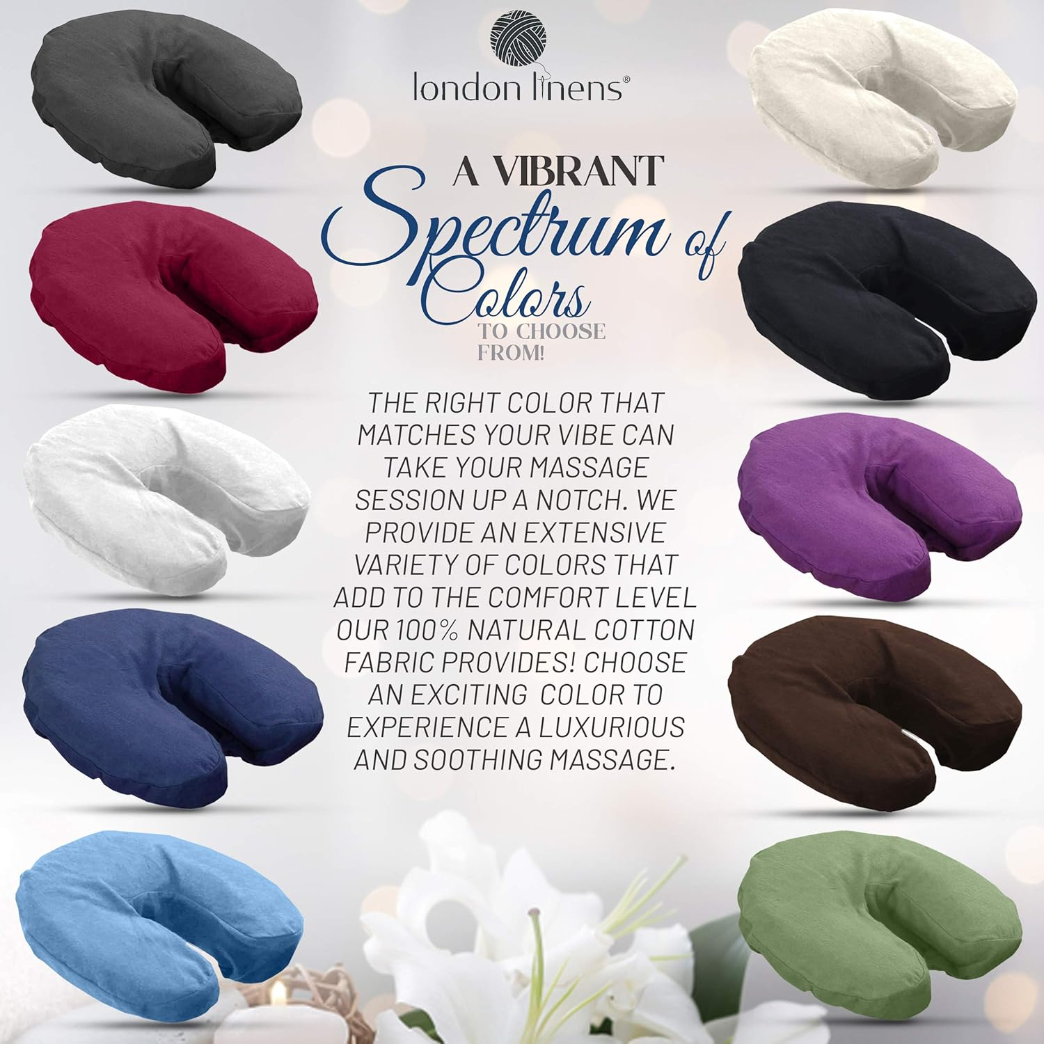 London Linens Pack of 4, Premium Extra Thick 100% Cotton Flannel Massage Tables Face Cradle Covers Cozies Fitted - Includes 4 Pcs (White) image number 2