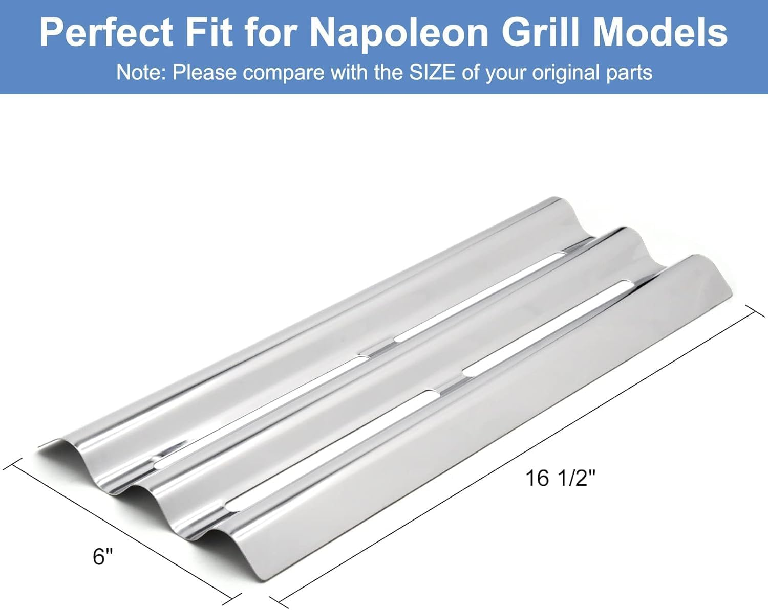 Criditpid Grill Replacement Parts for Napoleon LEX 485, LEX 605, LEX 730 Series, Legend 485, Mirage, Lifestyle Gas Grills, Napoleon S81001 Heat Plate Flame Tamer and Burner for Napoleon Grill Parts image number 4