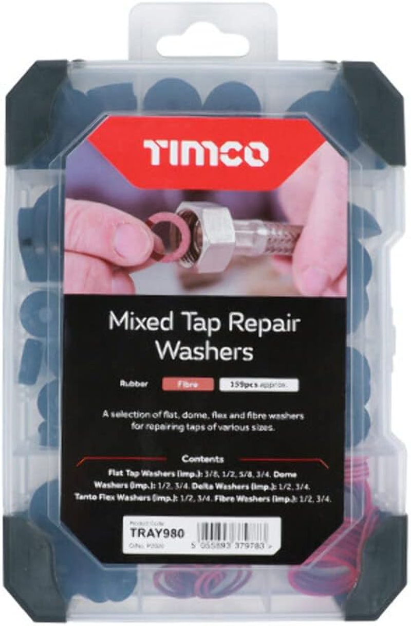 TIMCO Tap Repair Washers Mixed Tray - 159Pcs
