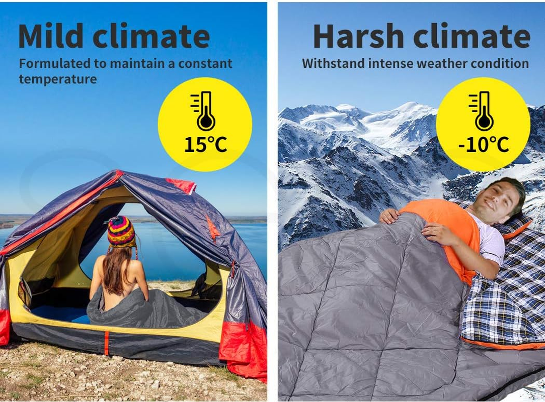 Mountview Double Sleeping Bag Bags Outdoor Camping Hiking Pillow -10℃ Thermal image number 4