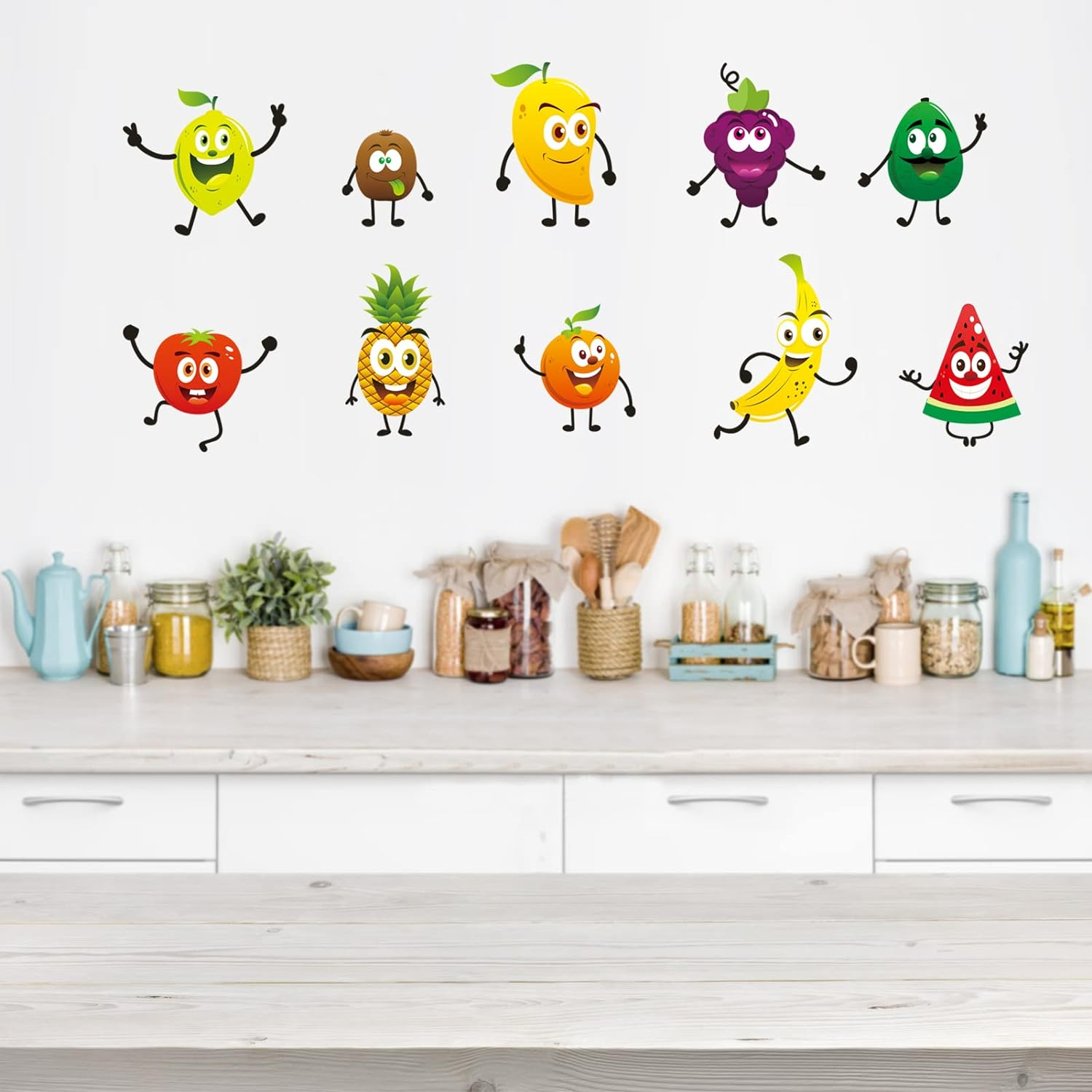 Kitchen Fruit Wall Stickers - Cartoon Wall Decals - Kitchen Cupboard Fridge Dining Room Cabinet Restaurant Home Wall Decor image number 2