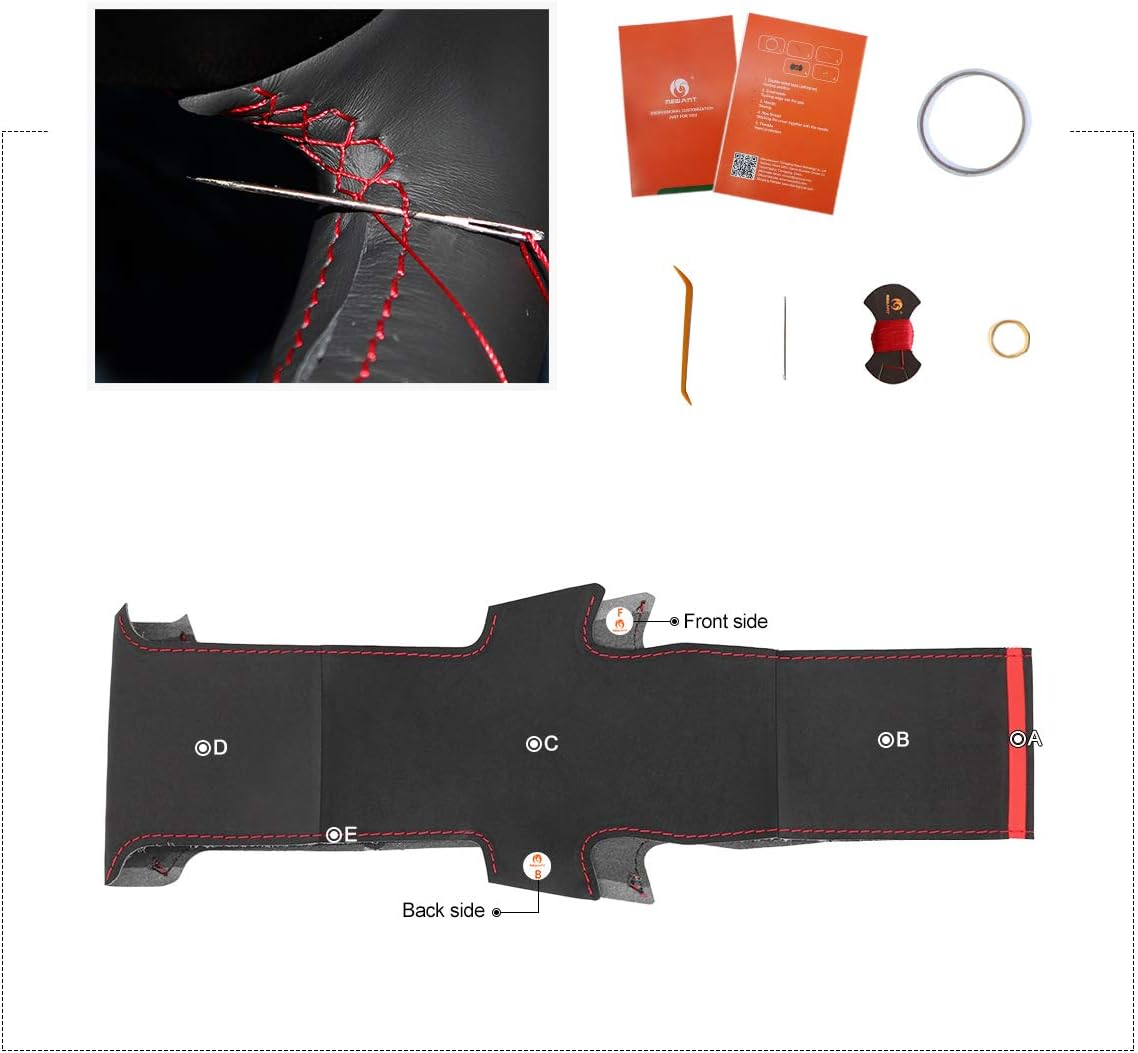 MEWANT Car Steering Wheel Cover for Mitsubishi Lancer Evolution 8 VIII 2003-2004 / Lancer Evolution 9 IX 2005-2006 Customized Hand Stitch Black Suede & Perforated Leather image number 3