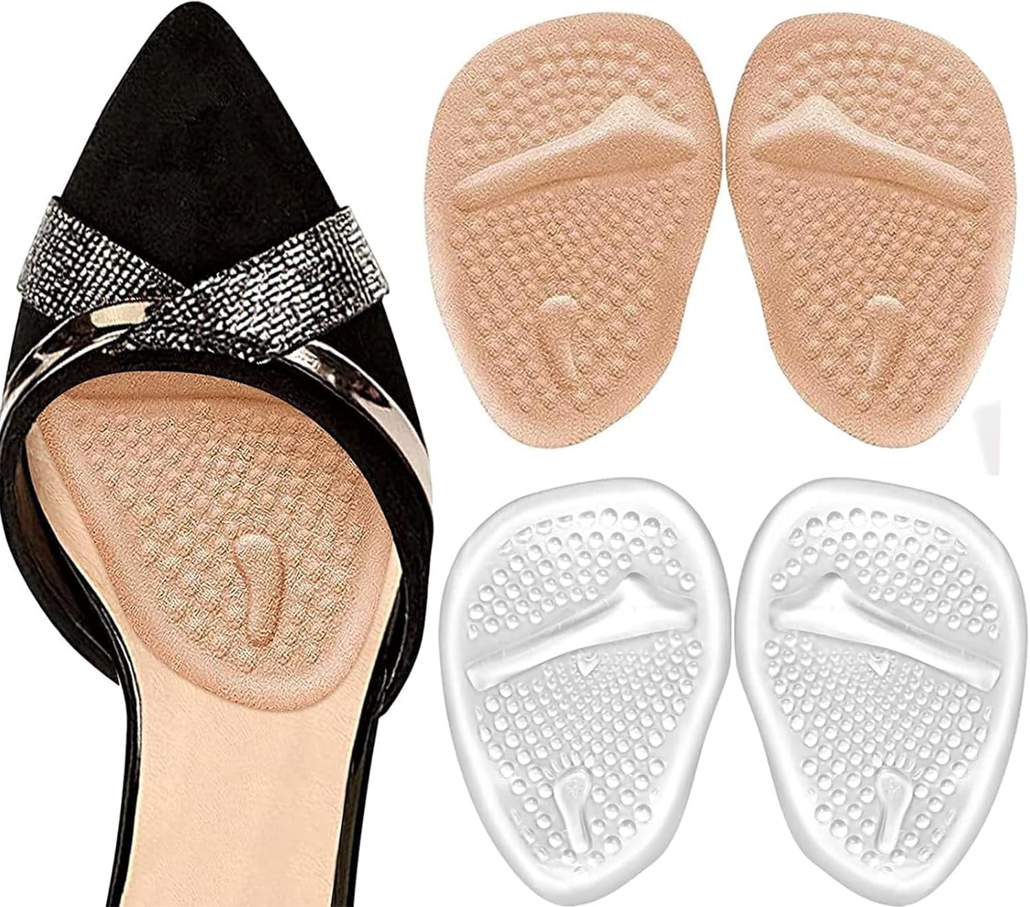 LLCFA 2 Pairs Reusable Anti-Slip High Heel Cushion Inserts Pads - Blister Prevention Foot Insoles for Loose/Oversized Shoes, One Size Fits All image number 4