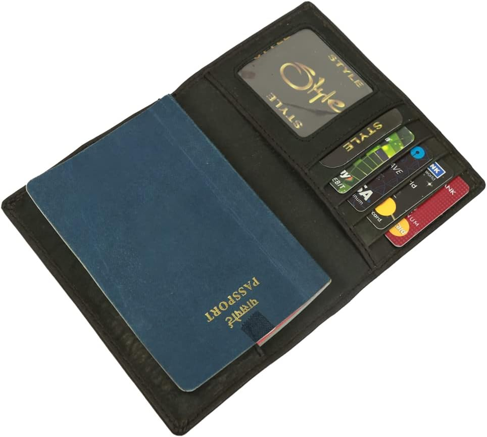STYLE SHOES Black Smart and Stylish Leather Passport Holder, Black, Luggage image number 4