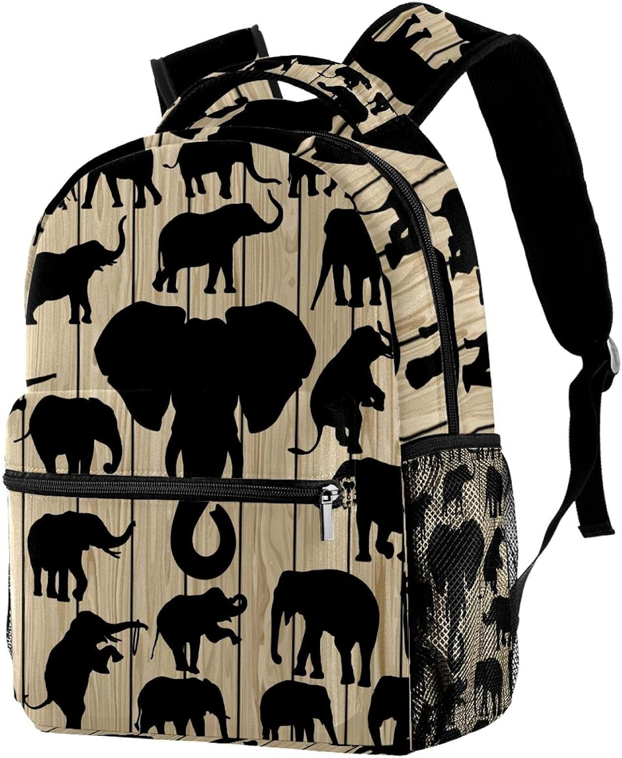 Elephant Silhouette Clipart Backpack Students Shoulder Bags Travel Bag College School Tote Backpacks image number 5