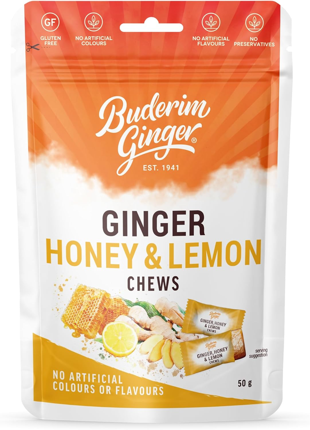Buderim Ginger Honey Lemon Chews 50 G - 50 G (Pack Of 1)