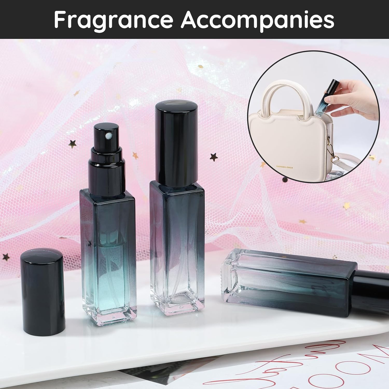 Segbeauty Perfume Atomiser Glass, 5Pcs Travel Perfume Refillable Bottle 10Ml, Perfume Empty Bottles for Men and Women, Good for Party and Date, Gradient Blue image number 3