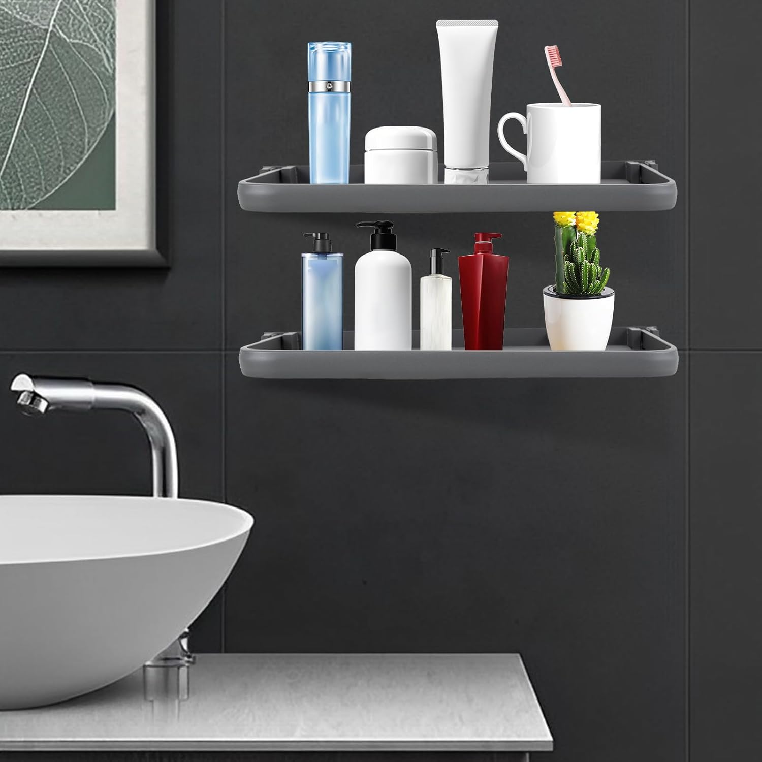 Podhey 2Pcs Aluminum Foldable RV Shelf, Wall-Mounted Folding Shelf, Compact Space-Saving Accessories for inside Camper, Caravans, Bathroom image number 3