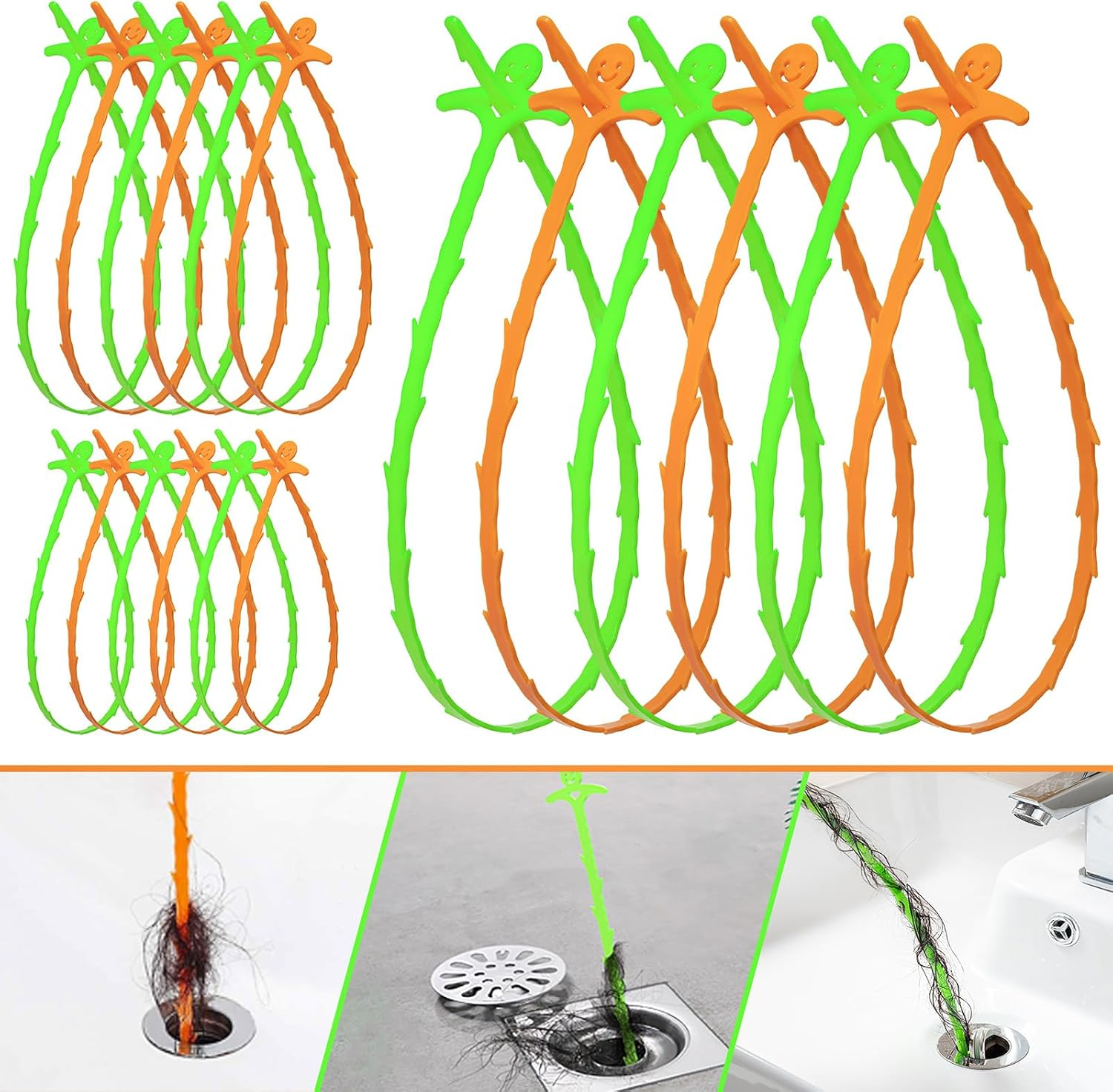 Anordsem Drain Cleaner Pipe Cleaning Spiral for Drain Cloging: Pipe Cleaning Unblocker Pipe Spiral for Sink - Pipe Cleaner for Sink Kitchen Bathtub Sewers [Pack of 18] image number 3