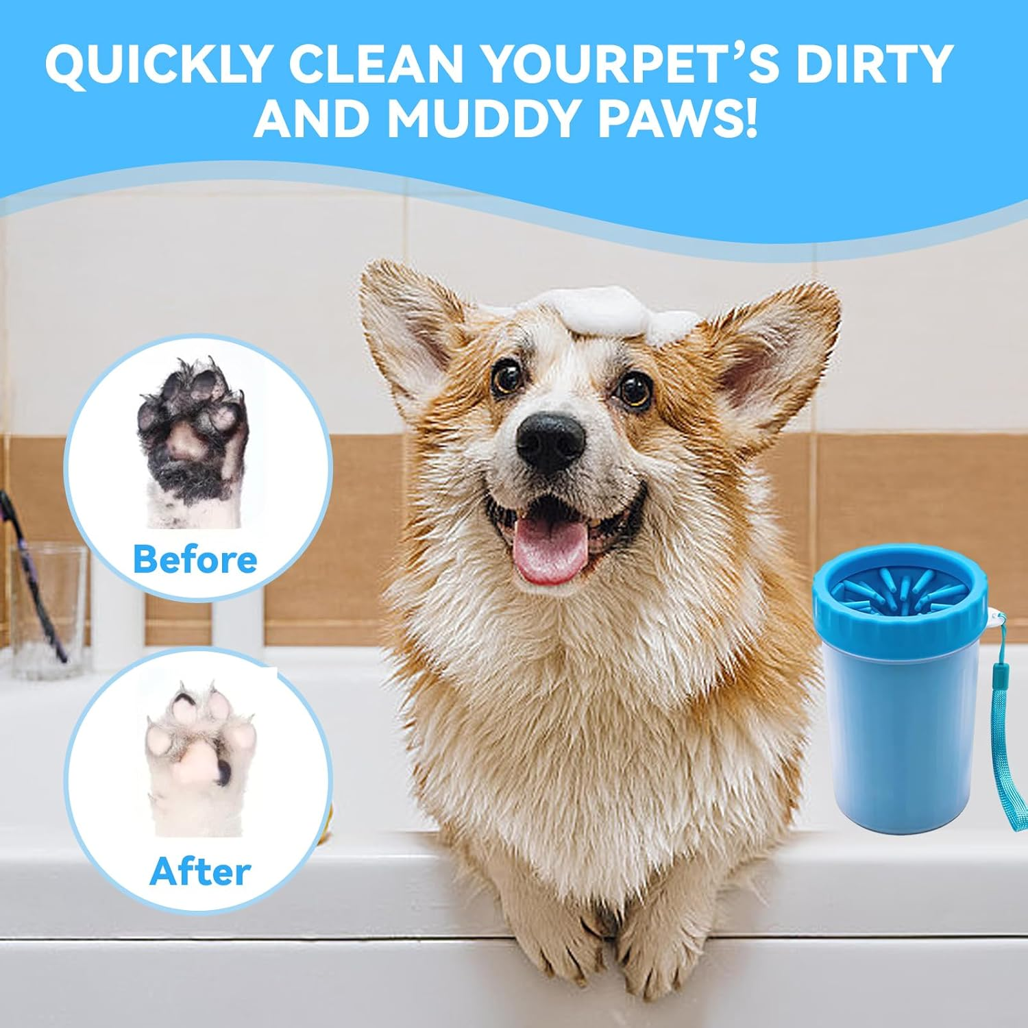 Dog Paw Cleaner, Paw Muddy Paw Cleaner, Dog Paw Washer, Pet Foot Cleaner for Small Medium Large Breed Dogs/Cats, with 3 Absorbent Towel image number 6
