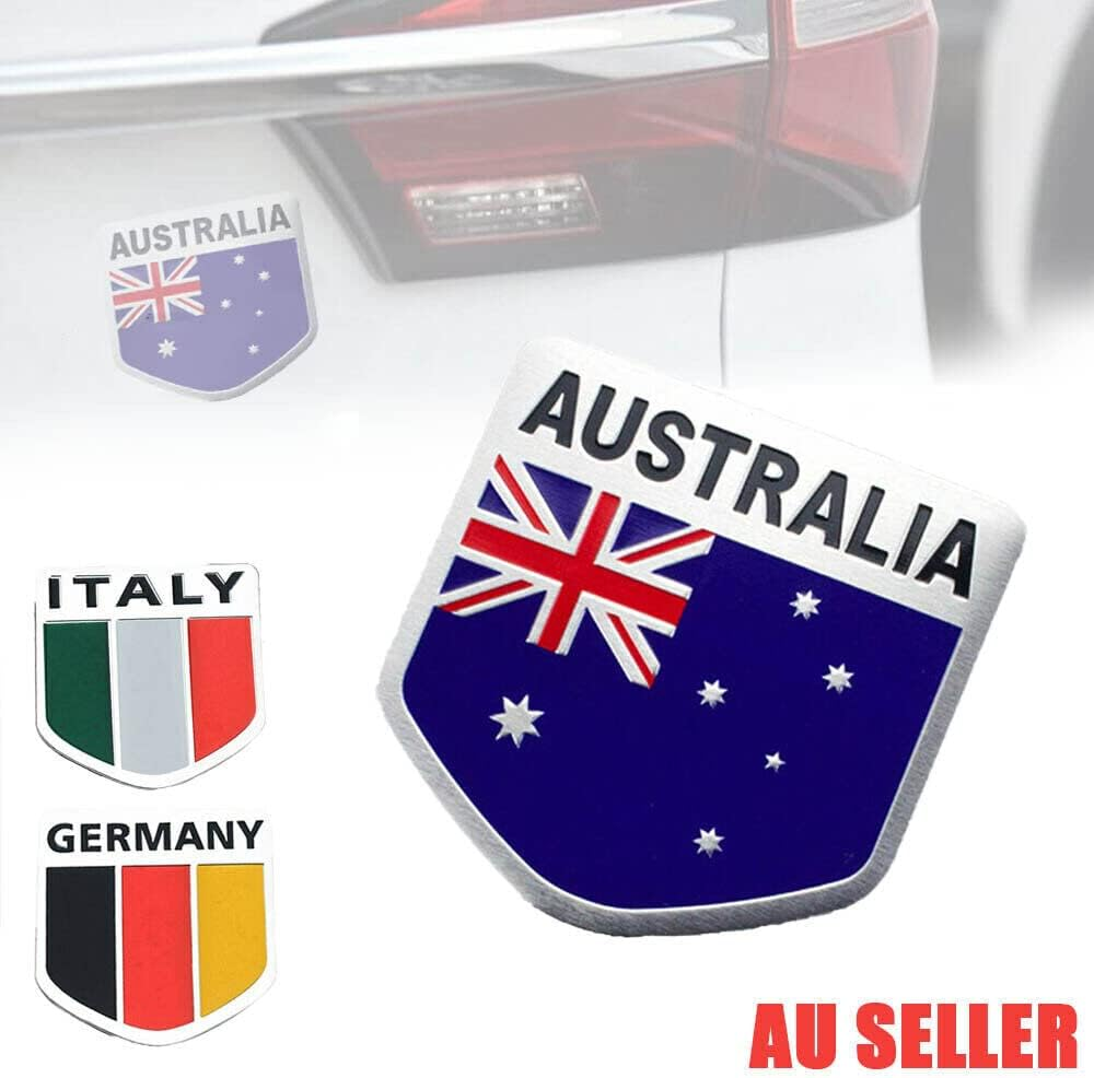 AIMALL Flag of Australia Germany Aluminium Car Emblem Badge Decal Sticker 5X5Cm (1.97X1.97In) &ndash; Weather-Resistant Vehicle Sticker, Durable Aluminium Alloy - Italy image number 4