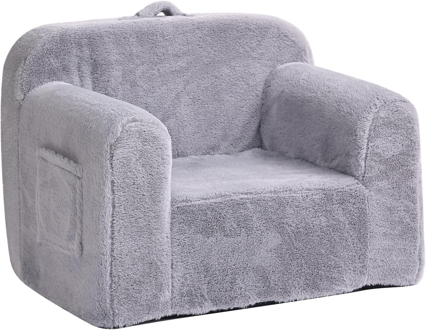 TIITA Kids Sofa, Chirldren Couch with Carrying Handle & Side Pockets, Kids Foam Chair, Toddler Armrest Chair, Lightweight Children Sofa Chair, Baby Read Sofa for Girl or Boy (Beige)