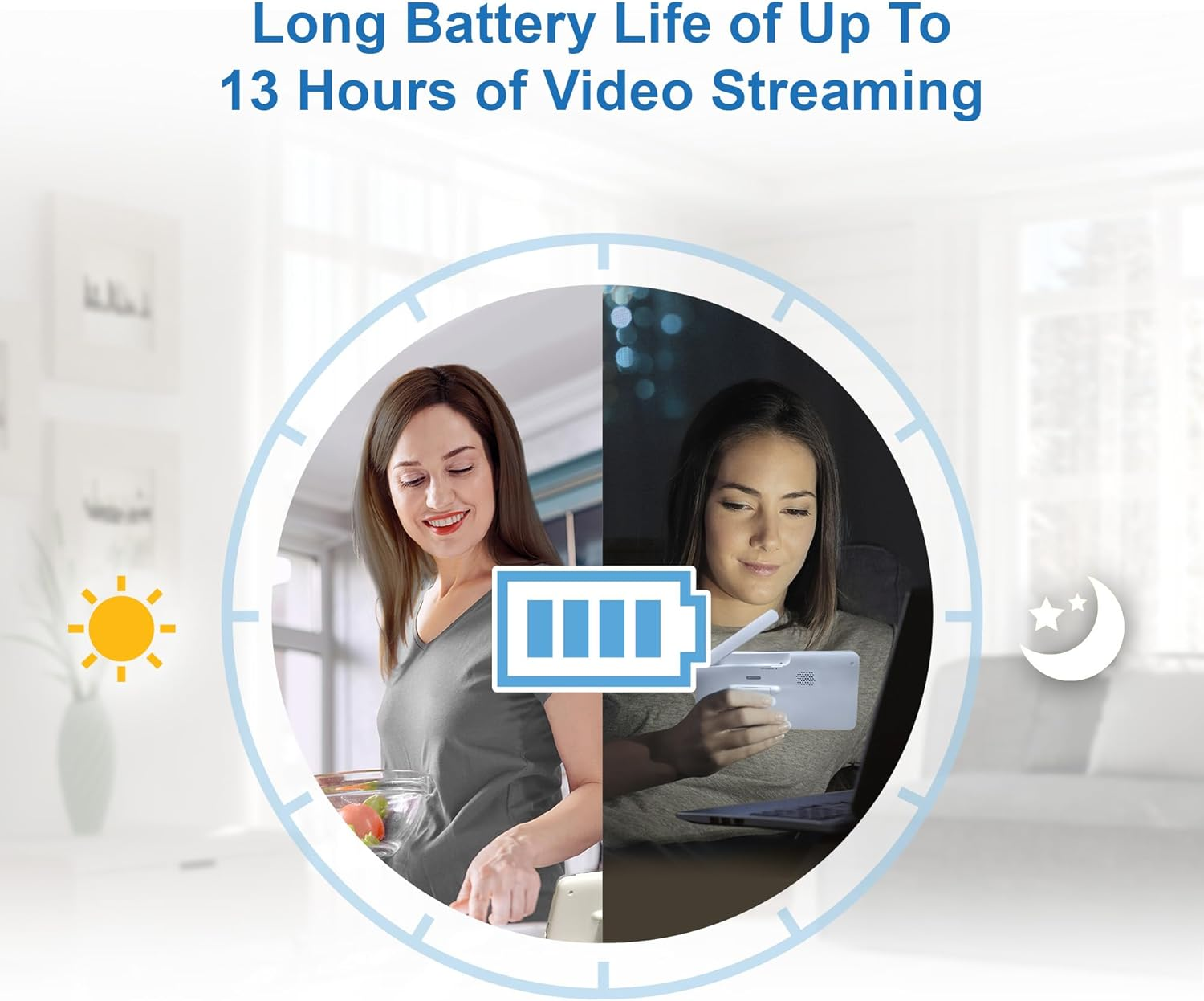 Vtech RM7754HDV2 7&rdquo; 2-Camera Smart HD Video Baby Monitor with Remote Access, Night Light, 2-Way Talk, Soothing Sounds, Temp Sensor & Motion Detection, up to 13 Hours Battery Life image number 3