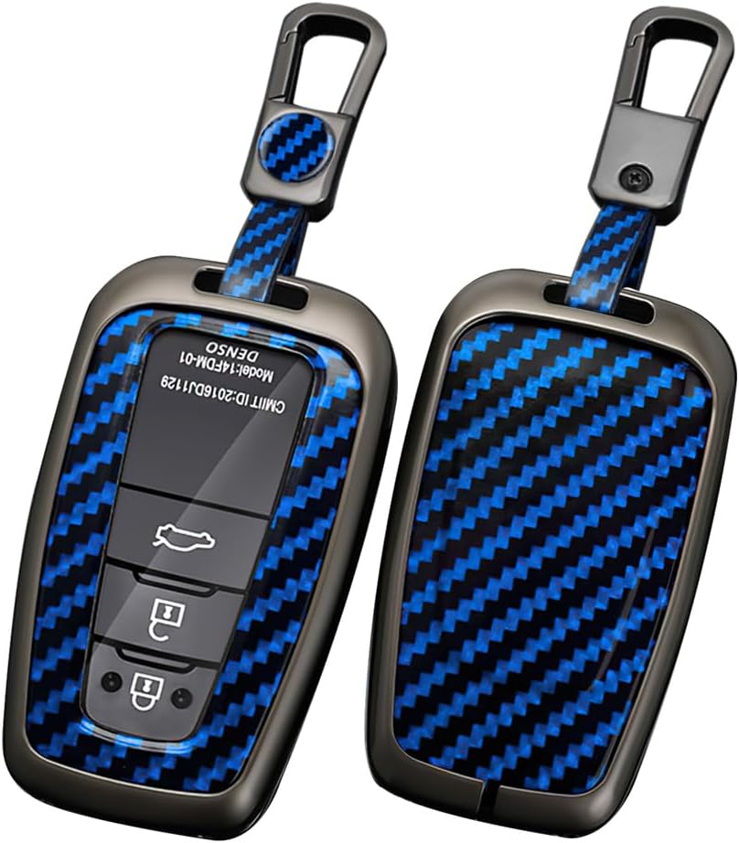 Ontto Metal Car Key Fob Cover Fit for Toyota Camry CHR Corolla RAV4 Avalon Land Cruiser Prado Prius 2017-2022 Key Case Keyring PVC Key Shell Holder Keychian Accessories 2/3/4 Button Black