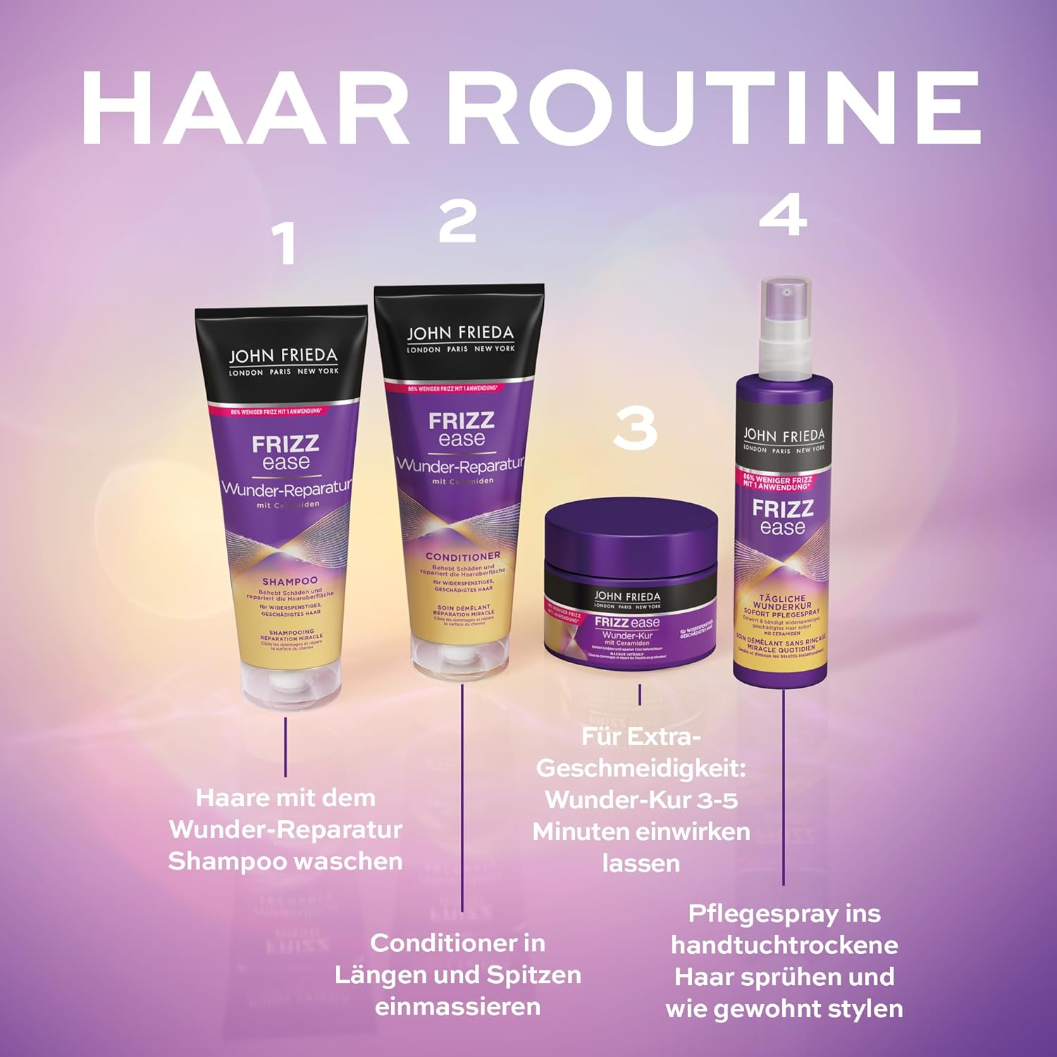 John Frieda Frizz Ease Wonder Treatment - Deeply Effective Hair Treatment - Contents: 250 Ml - for Unruly Hair - Intensive Repair and Strengthening image number 4