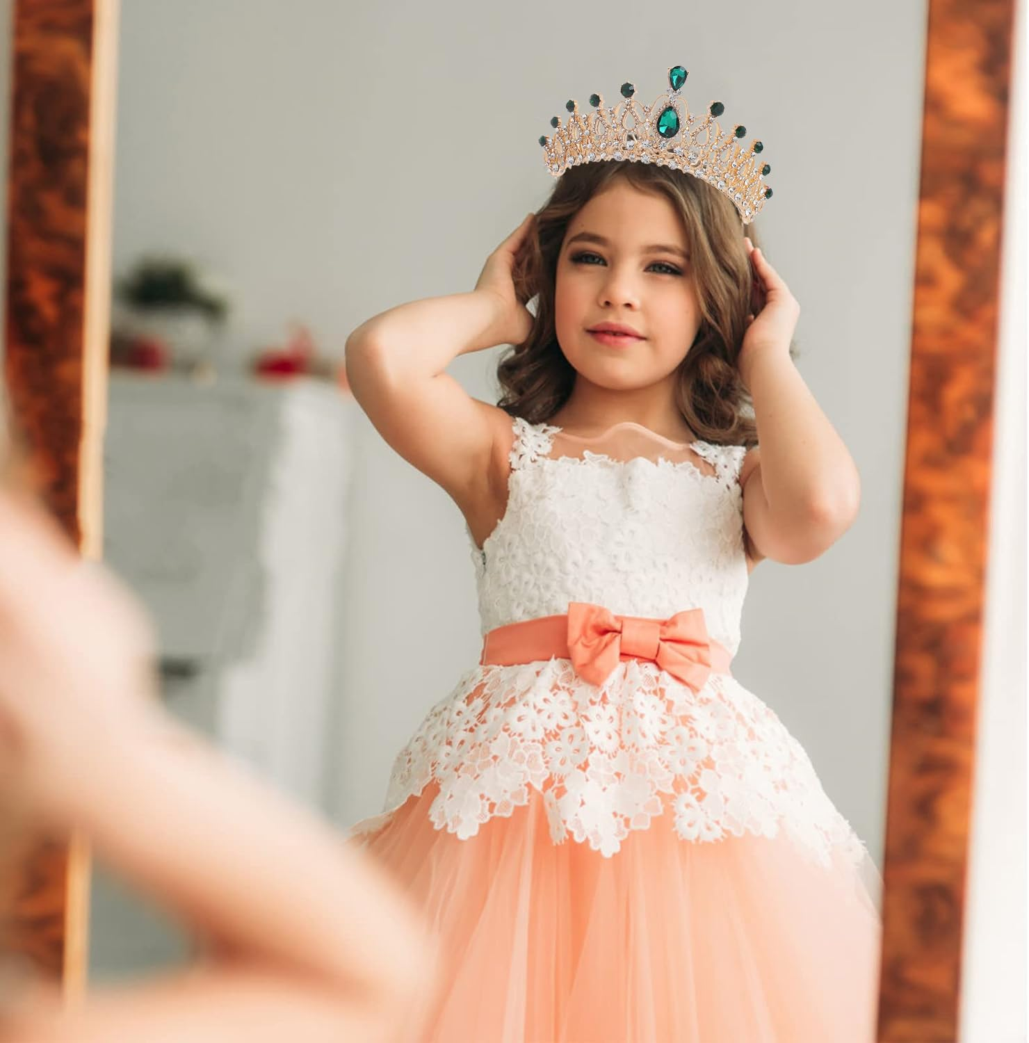 2 Pcs Princess Crown for Women, Crystal Queen Tiaras for Girls Bridal Hair Accessories Gifts for Birthday Wedding Prom image number 2