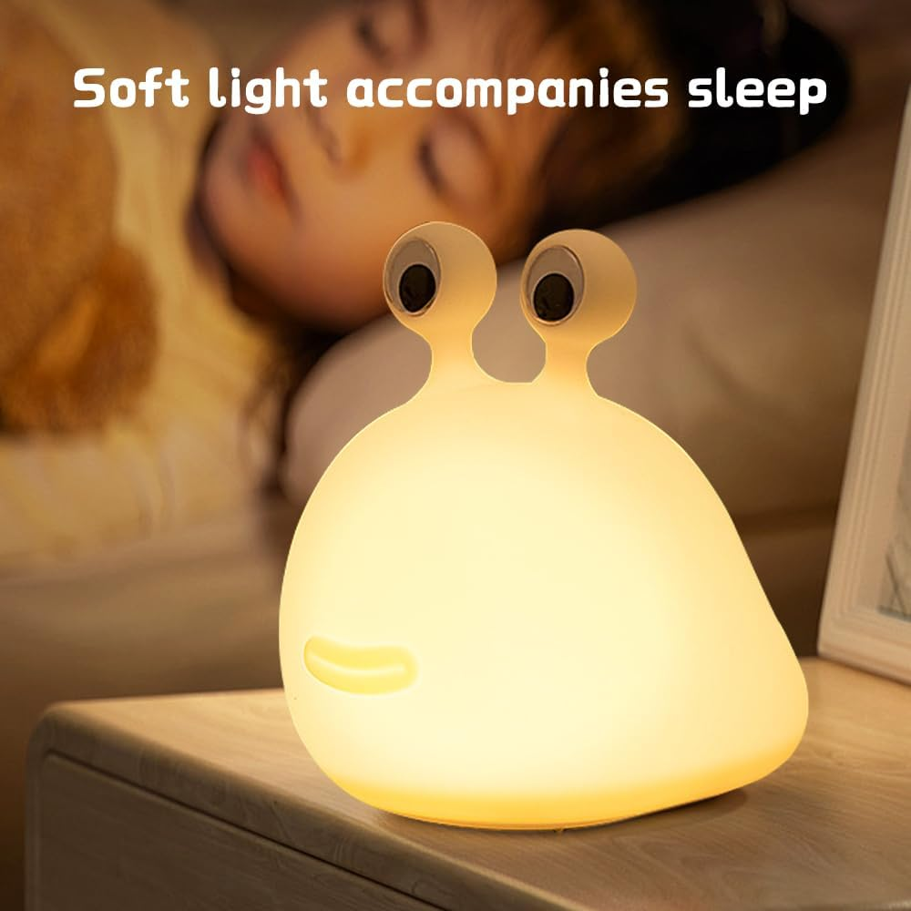 Crtivetoys Cute Slug Night Light for Kids, LED Portable Animal Lamps Touch Control&Timer and Dimmable for Nursery, Portable Rechargeable Silicone Night Light for Kids Birthday Xmas Gift, White image number 4