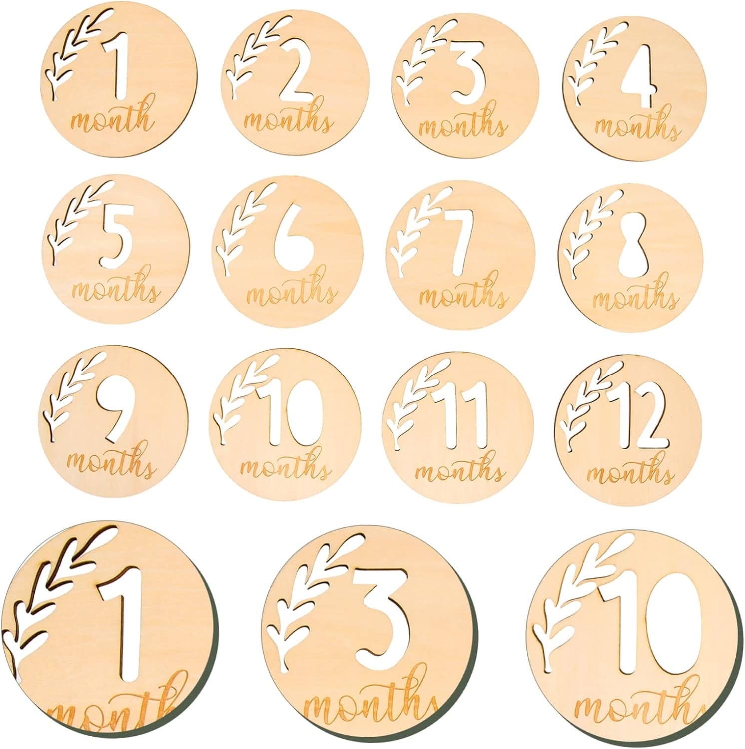 12Pcs Hollowed Monthly Milestone Blocks Growth Commemorative Cards Photography Props for Newborns First Year Memory Recording