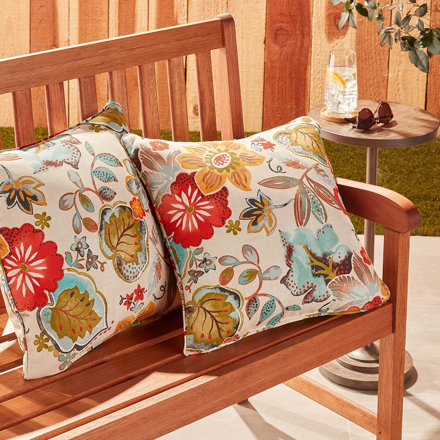 Pillow Perfect Bright Floral Indoor/Outdoor Accent Throw Pillow, Plush Fill, Weather, and Fade Resistant, Large Throw - 18.5" X 18.5", Ivory Alastriste, 2 Count image number 1