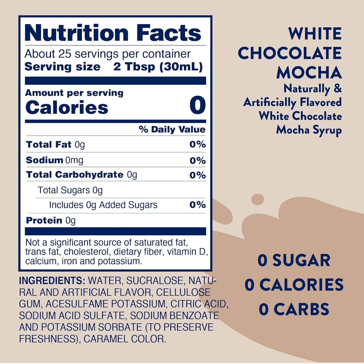 Jordan'S Skinny Mixes Syrups White Chocolate Mocha, Barista Collection Sugar Free Coffee Flavoring Syrup, 25.4 Ounce Bottle