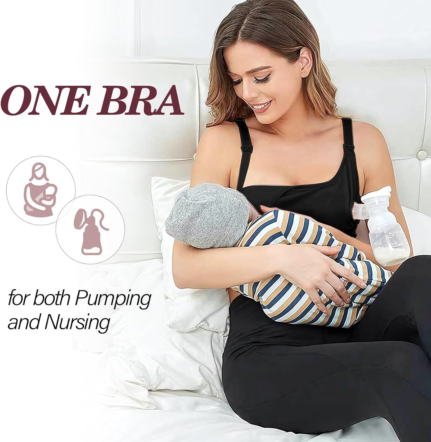 Viiotu Nursing Bra for Breastfeeding, Adjustable Wireless Maternity Bra with Extra Extenders, Hands Free Pumping Bra Spectra for Breast Pumps image number 1