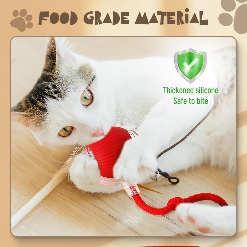 Pet Intelligent Rolling, Interactive Cat Toys, Activity Rolling Ball for Dogs, Motion Activated Automatic Moving, Electric Cat Toy Ball Rechargeable for Large Small Dogs (True Red) image number 4