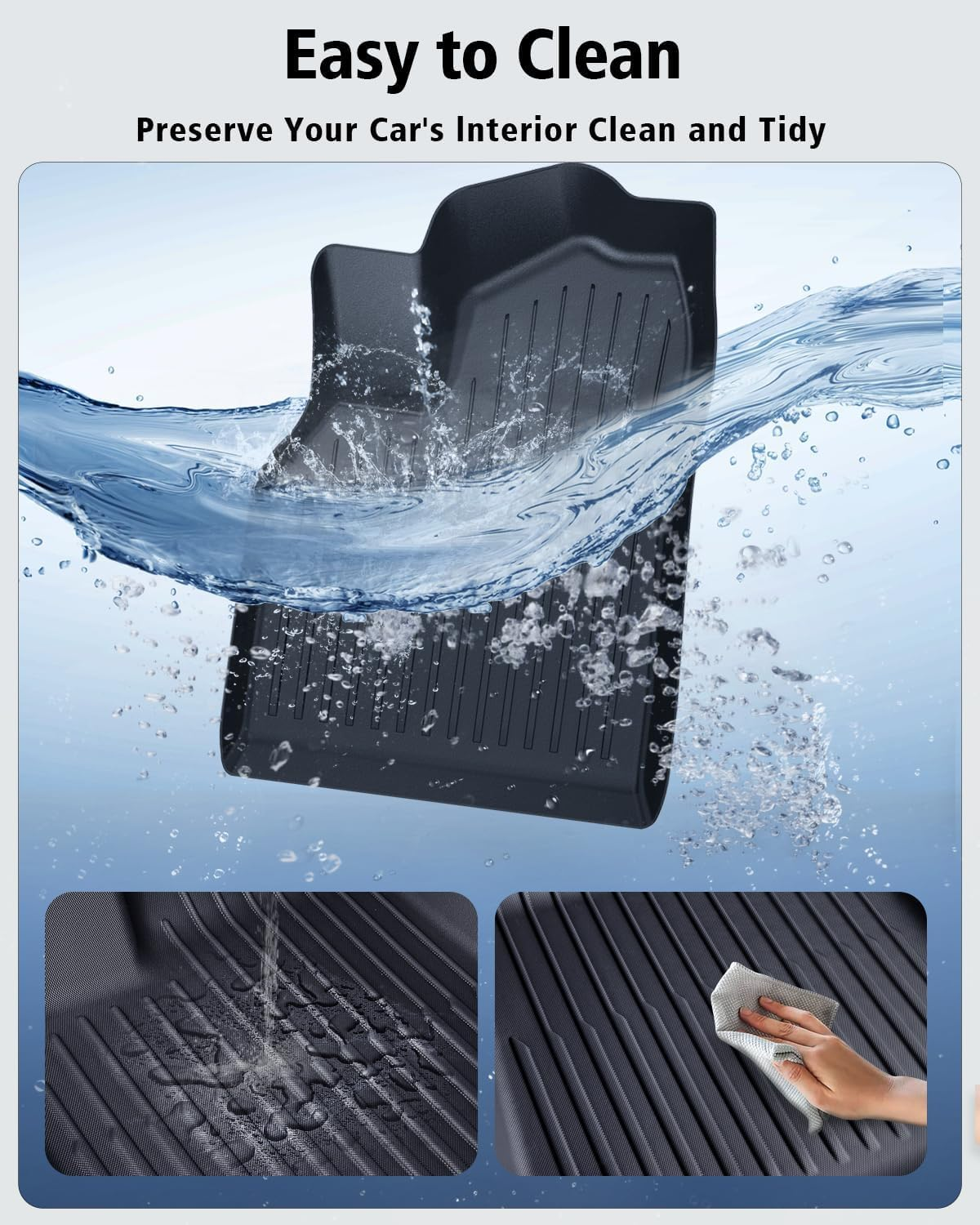 Ixtra 2025 2026 New RHD Floor Mats for Tesla Model Y Juniper 5-Seater, All Weather Anti-Slip TPE Waterproof Front & Rear Trunk Mats Cargo Liners Accessories, Set of 6 (6 Pcs) image number 4